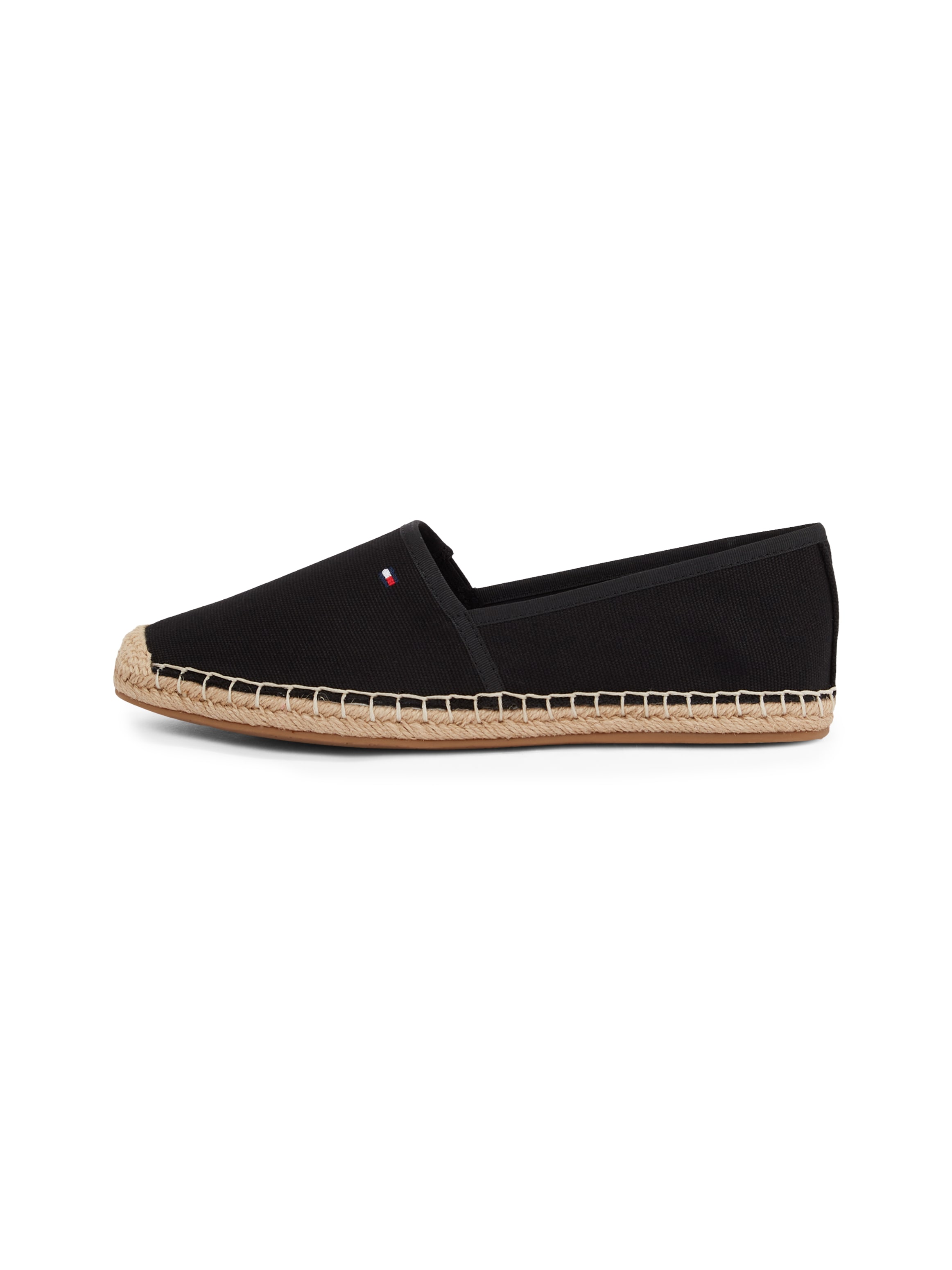 Tommy Hilfiger Espadrille »FLAG CANVAS ESPADRILLE«, Slipper, Flats, Bequemschuh mit Bastbezug und Ziernähten