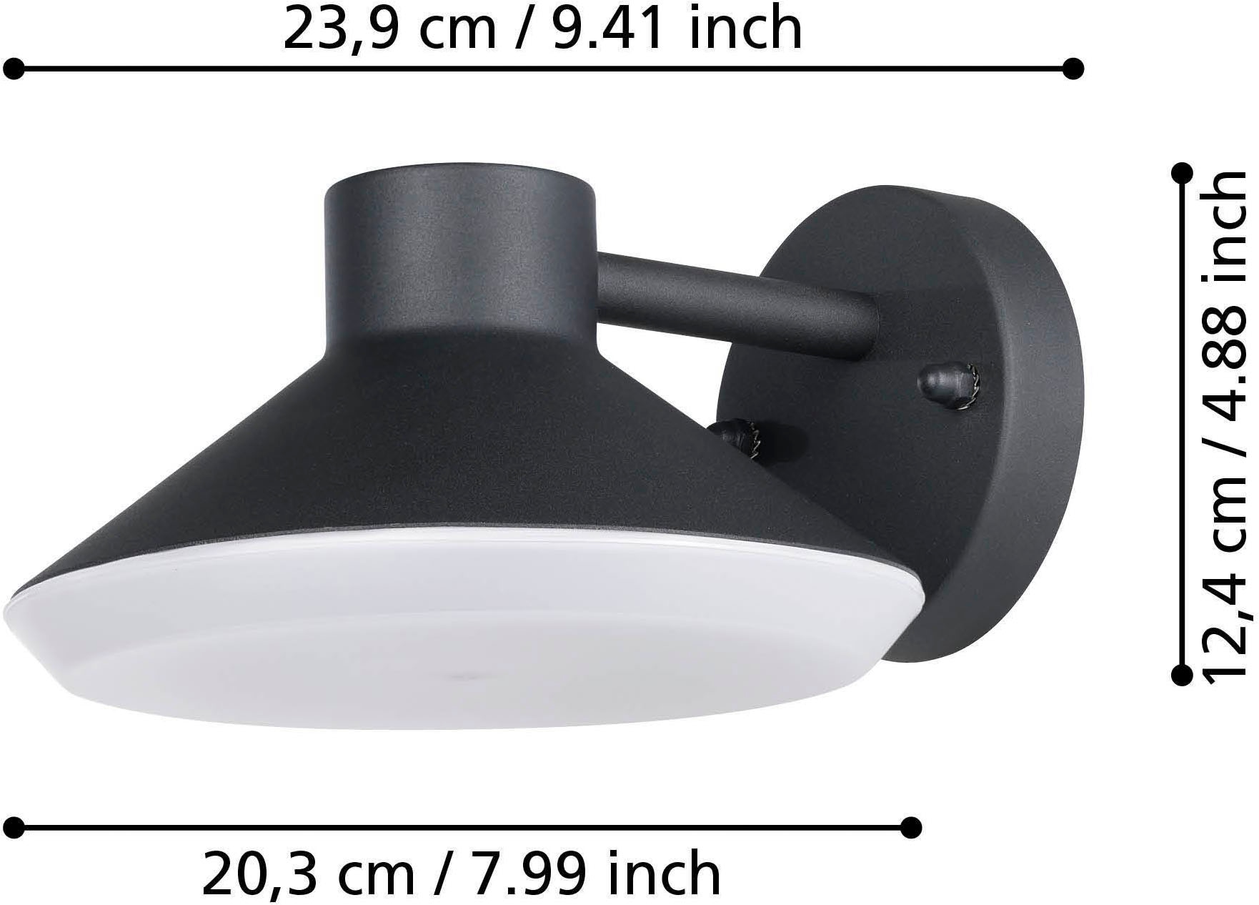 EGLO Wandleuchte »Ninnarella Wandlampe, Außenbeleuchtung, Metall und Kunststoff, IP44« GU10 1 Stk. Wand-/Deckenleuchte - L20,5 x H11 x AL24 cm - schwarz - 1X4,6W inkl.
