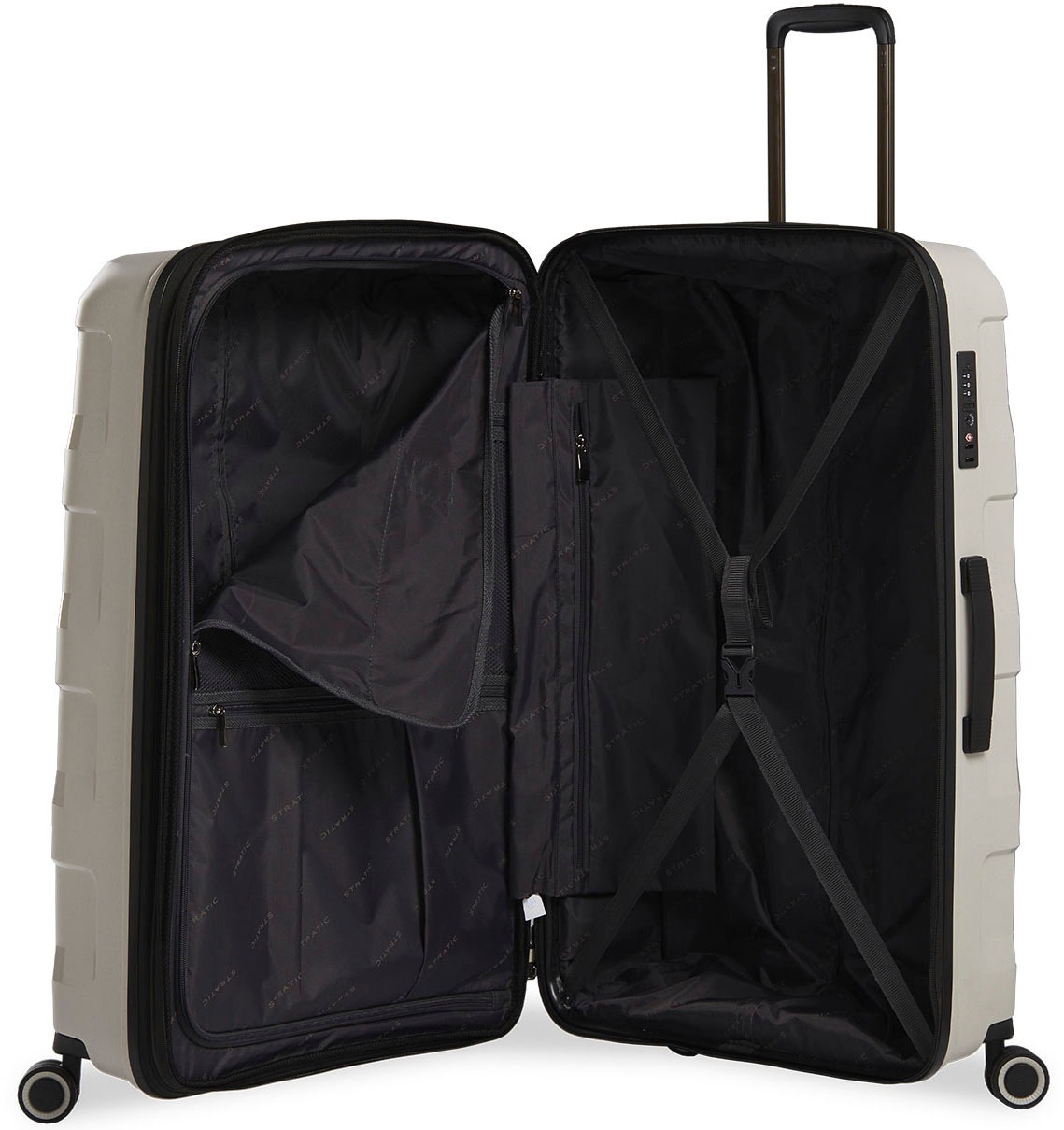 Stratic Hartschalen-Trolley »Straw + L, beige«, 4 Rollen, Reisekoffer großer Koffer Aufgabegepäck TSA-Zahlenschloss