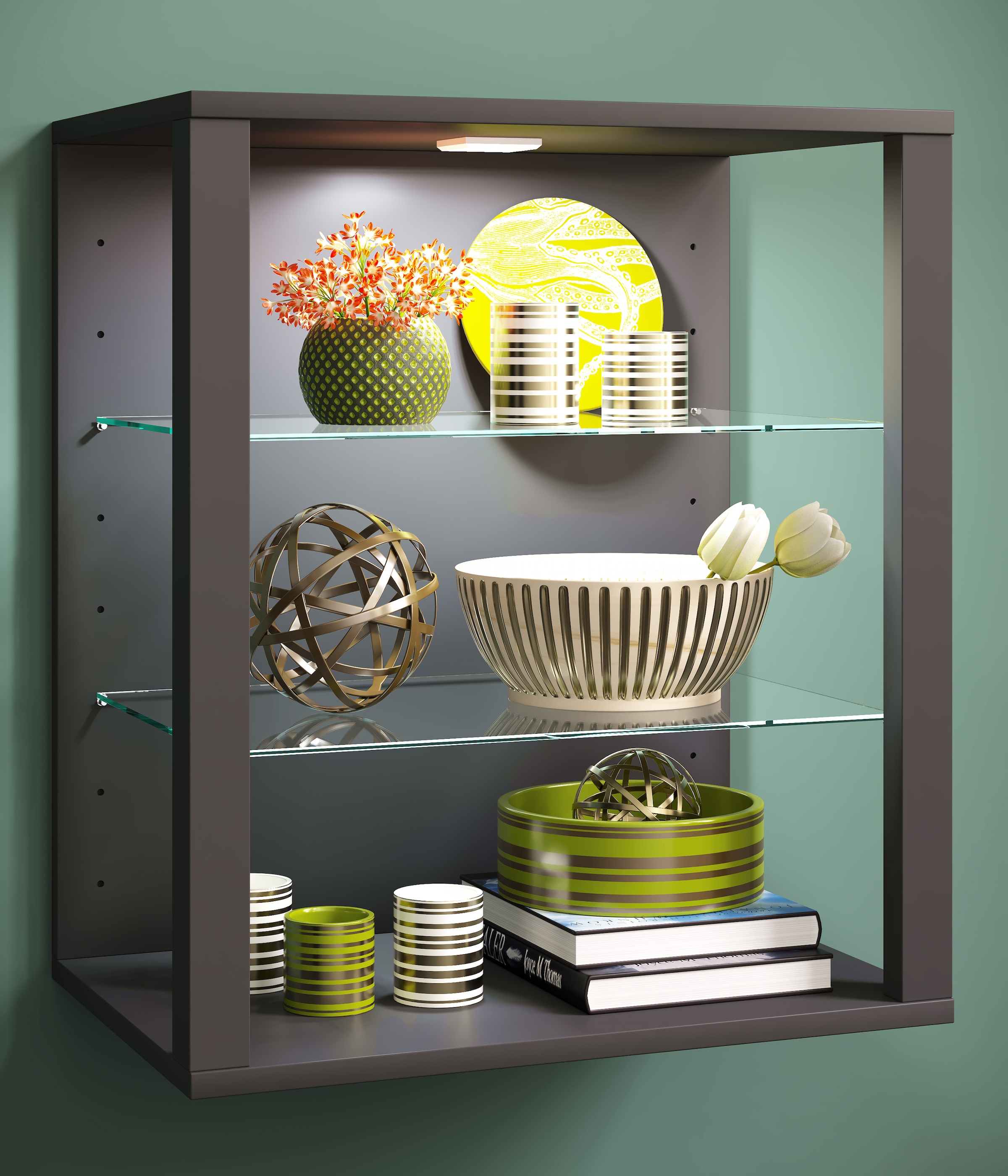 VCM Wandregal »Holz Glas Stand Vitrine Sammelvitrine Glasol SW«