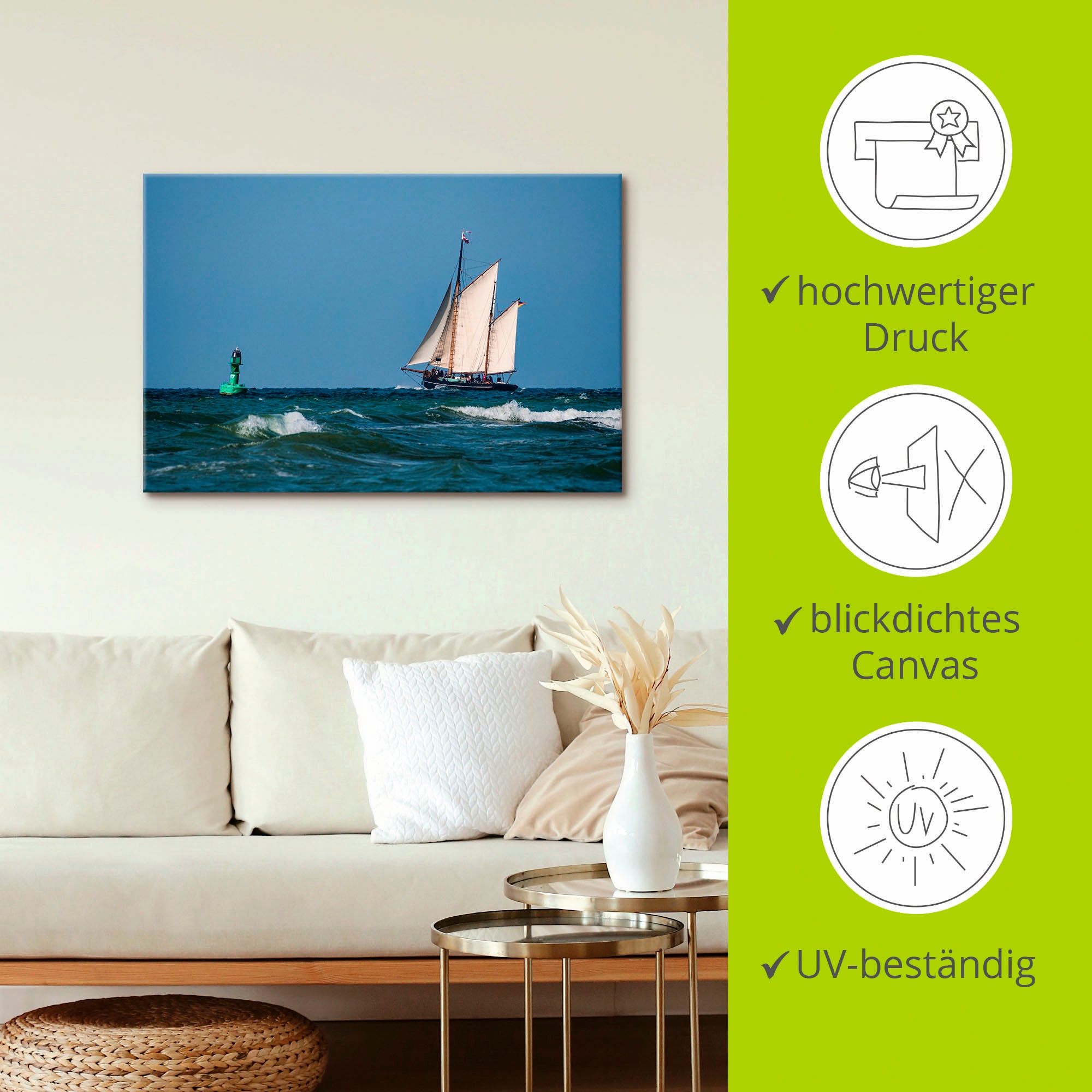 Artland Leinwandbild »Segelschiff auf der Ostsee«, Boote & Schiffe, (1 St.), auf Keilrahmen gespannt