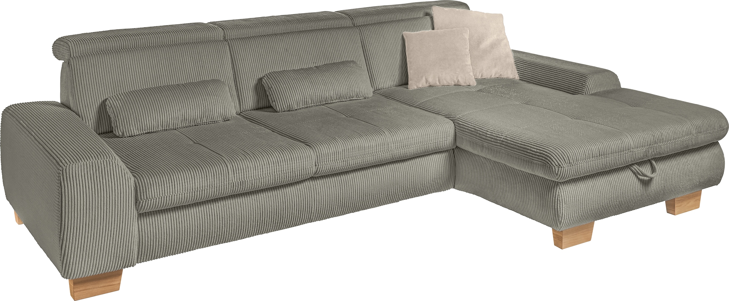 set one by Musterring Ecksofa »SO 3400, Cord, Sitzhöhe 47cm oder 49cm, inkl. Sitztiefenverstellung«, mit Canape und verschiedenen Funktionen, Kaltschaum, B307 x T195 cm
