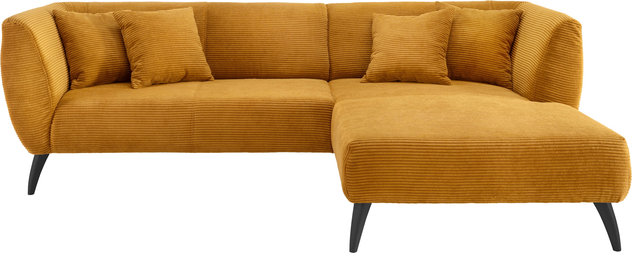 INOSIGN Ecksofa »Colori L-Form«, Holzfußfarbe wählbar, inkl. 4x Zierkissen