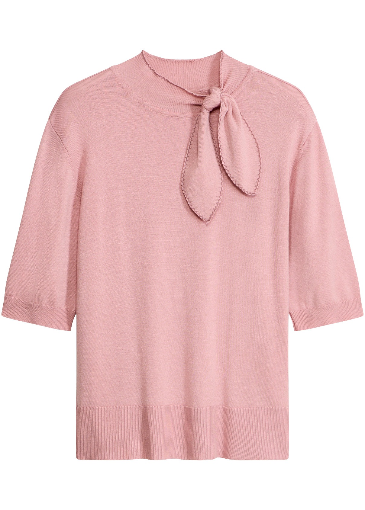 bonprix Strickpullover mit Schluppe, Halbarm, schmale Passform