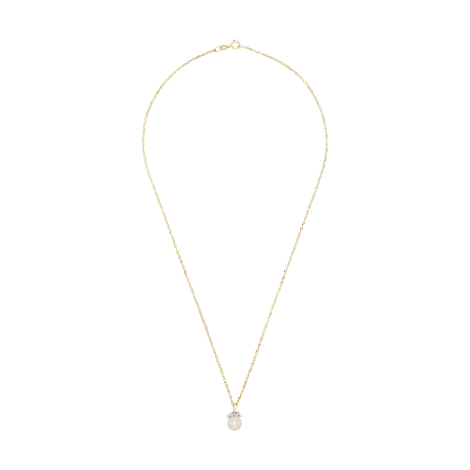 Amor Kette mit Anhänger »Perle mit Blätter-Optik umrandet« mit Zirkonia (synth.) - mit Süßwasserzuchtperle