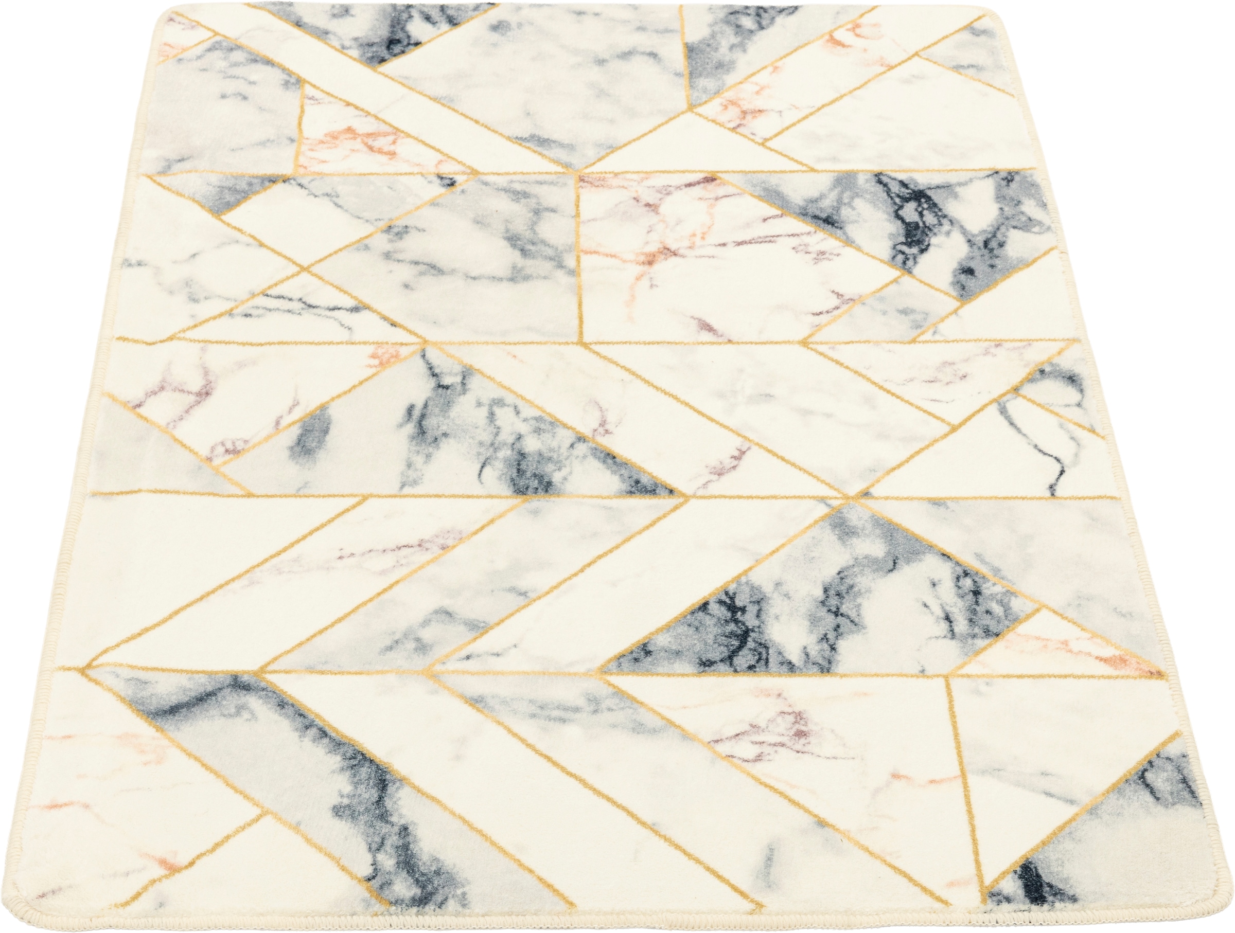 Gino Falcone Badematte »Aquata GF-155, Badvorleger, Badezimmer Teppich« Höhe 7 mm rutschhemmend beschichtet fußbodenheizungsgeeignet Badteppich, bedruckt, Marmor Design, rechteckig