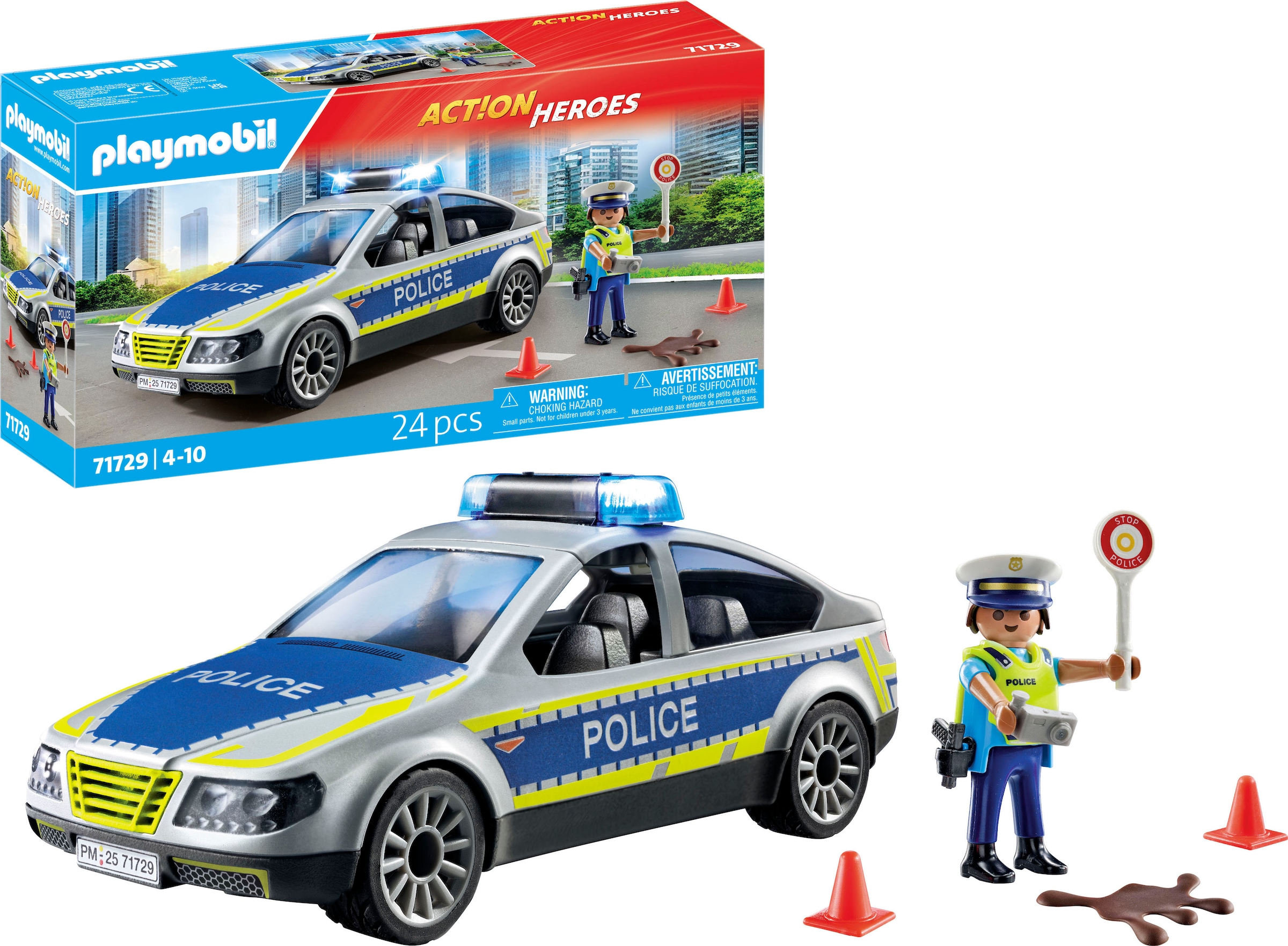 Playmobil® Konstruktions-Spielset »Polizei Streifenwagen (71729), Playmobil Action Heroes«, (24 St.)