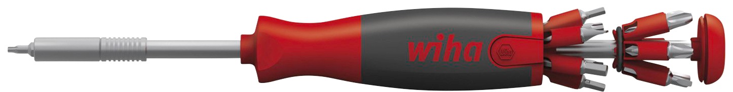 Wiha Bit-Schraubendreher »43895«, mit Bit Magazin LiftUp 26one® gemischt mit 13 Doppelbits, mit gummierter Oberfläche