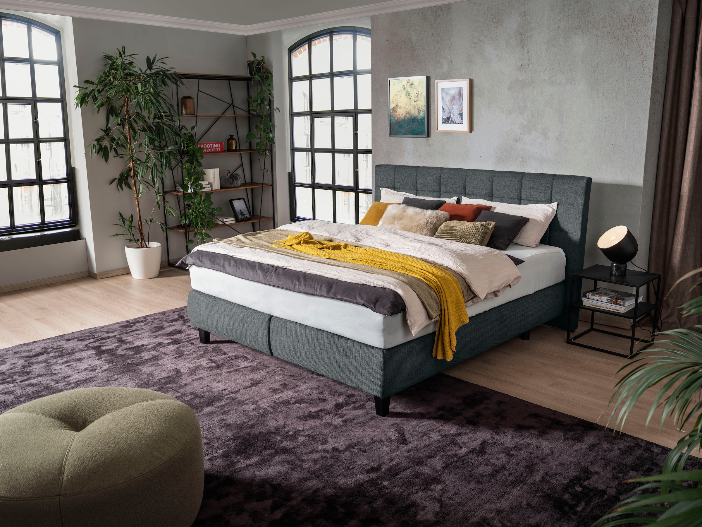 alina Boxspringbett »Edera«, Doppelbett wahlweise mit Topper, Liegefläche 180x200 cm, mit Steppung