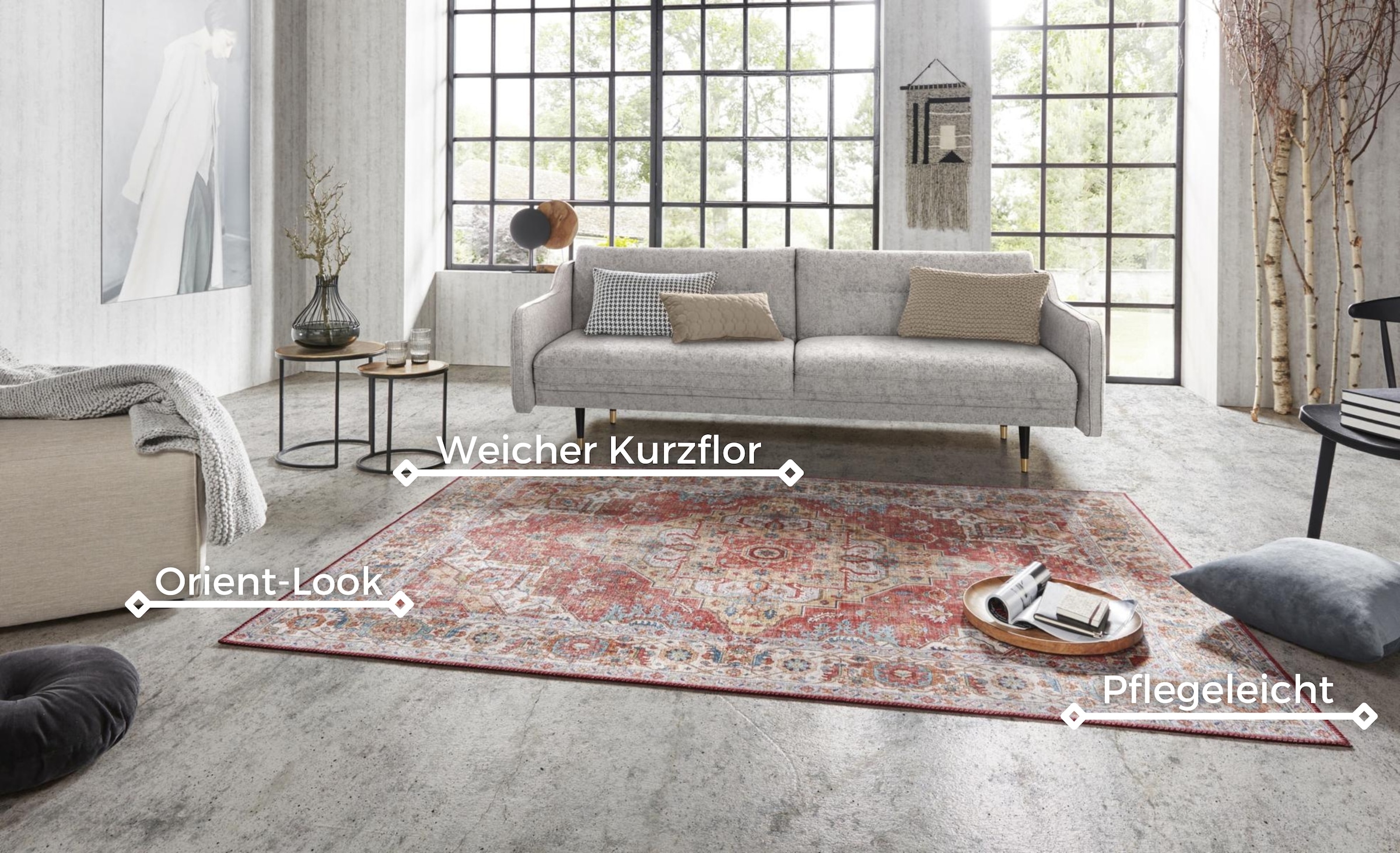 NORTHRUGS Teppich »Sylla«, rechteckig, 5 mm Höhe, Orientalisch, Läufer, Vintage, Wohnzimmer, Schlafzimmer, Esszimmer