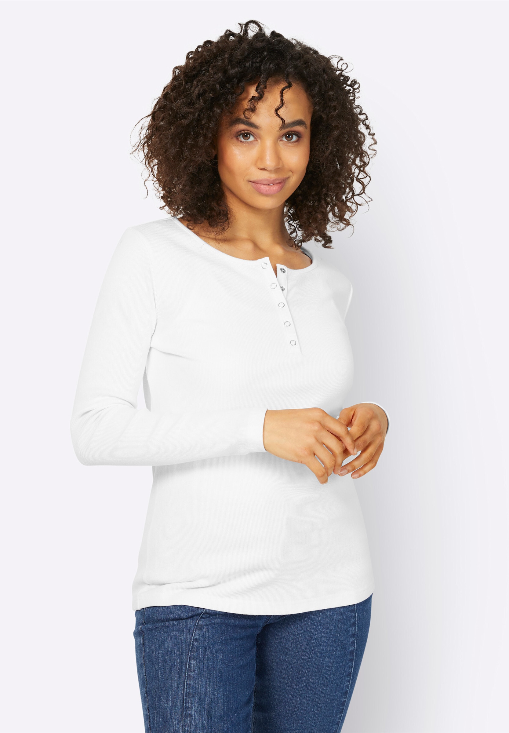 heine T-Shirt »Shirt Langarmshirt mit Ripp-Struktur«
