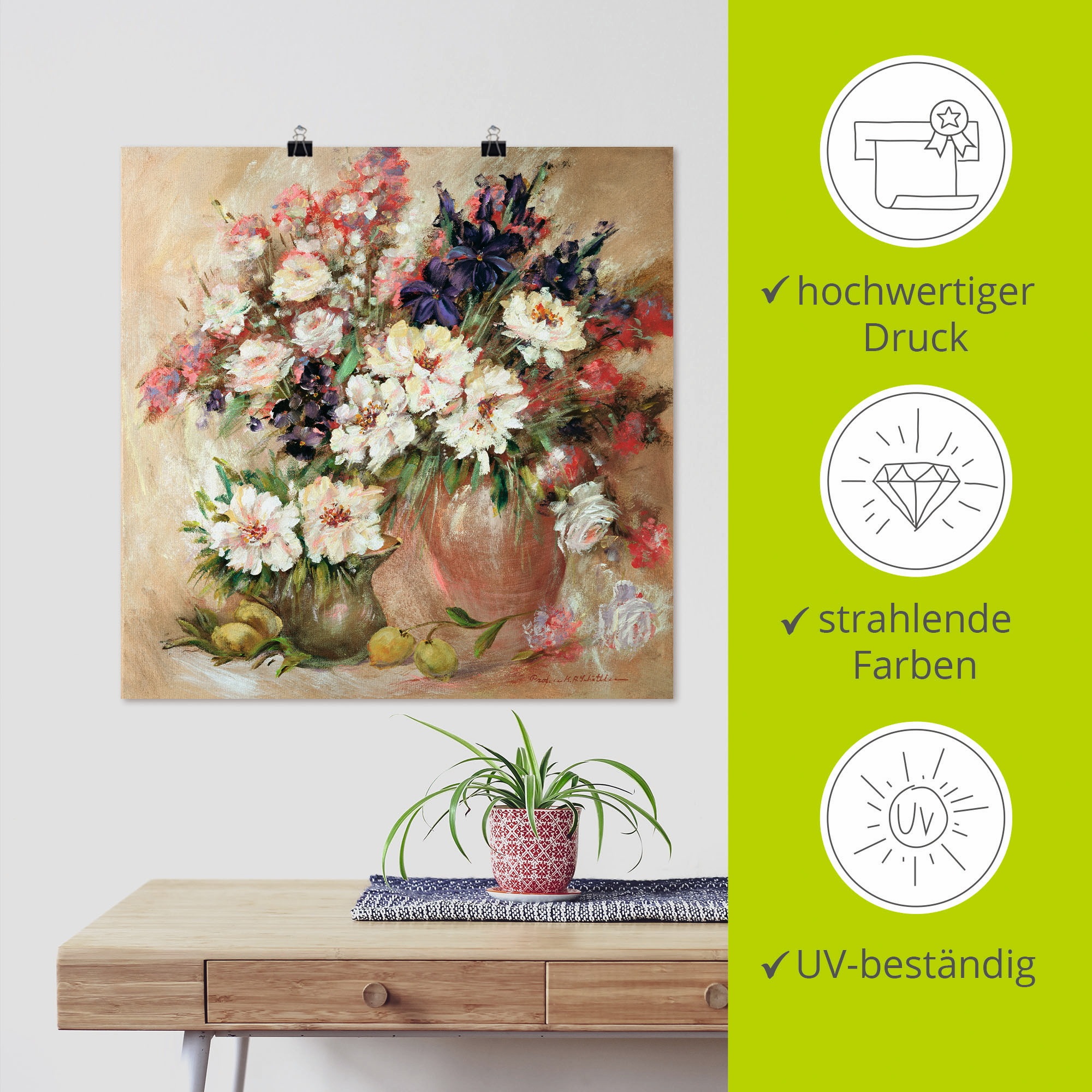 Artland Poster »Stillleben I«, Blumen, (1 St.), als Leinwandbild, Wandaufkleber oder Poster in versch. Größen