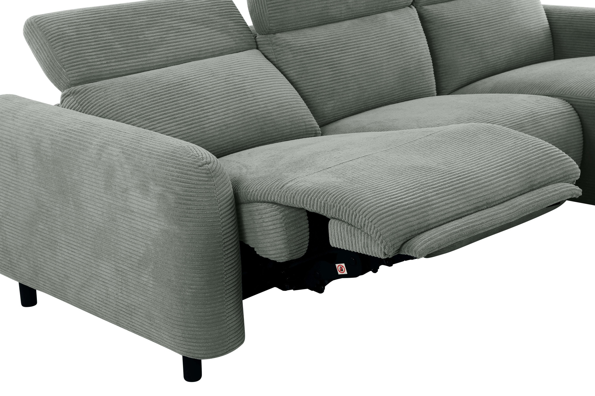 Home affaire Ecksofa »SKAANE in Cord, L-Form, 274 cm, manuelle u. elektrische Funktion,«, rundes Design, Kopfteilverstellung, Federkernpolsterung