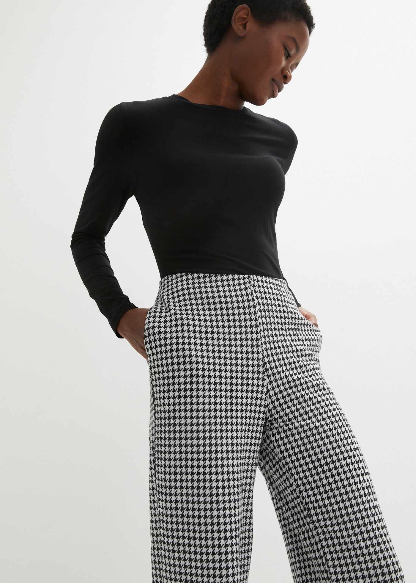 bonprix Stretch-Hose  Stretch-Material, mit Hahnentrittmuster, Loose Fit Passform