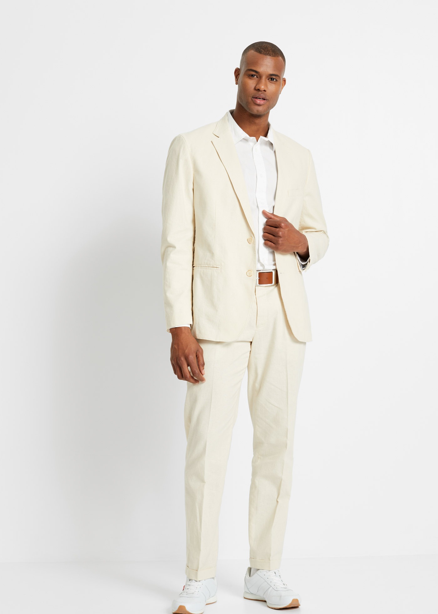 bonprix Anzug »Anzug aus luftigem Leinen-Mix (2-tlg.Set), Regular Fit« Set, 2, 2 Stk. tlg. regular fit Anzug aus luftigem Leinen-Mix (2-tlg.Set), Regular Fit
