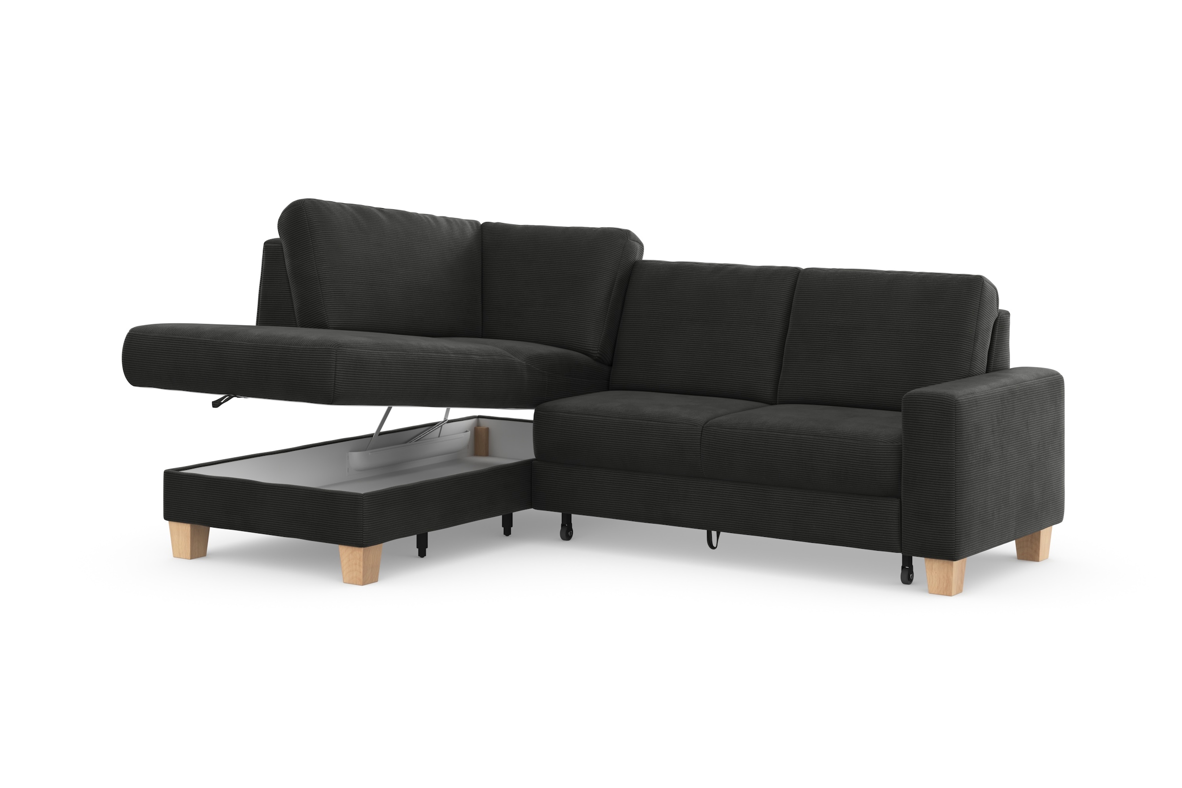 Home affaire Ecksofa »Summer L-Form«, mit Ottomane, wahlweise mit Bettfunktion und Bettkasten, Cord-Bezug