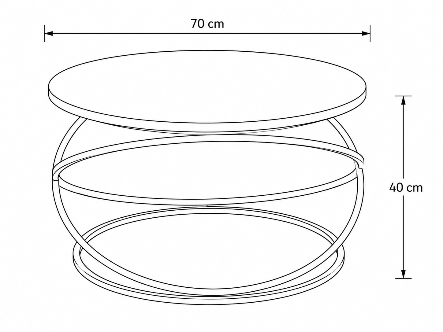 OTTO home Couchtisch »Lugano, Wohnzimmertisch, Sofatisch, Beistelltisch, Kaffeetisch« Runder Tisch (Ø70) aus Wildeiche Natur/Smoke, Metallgestell