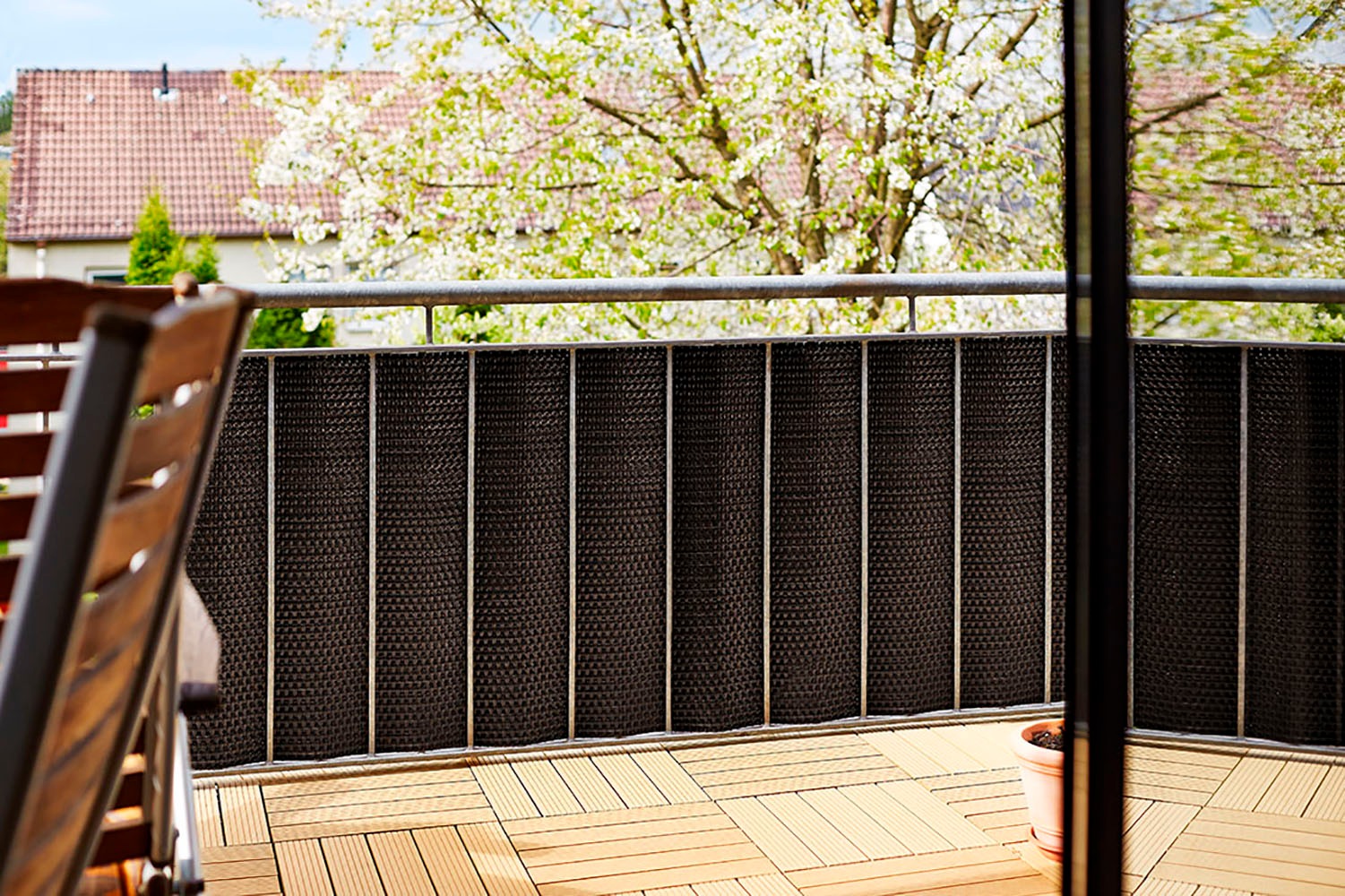 Gartenfreude Balkonsichtschutz, 5x0,9 m, individuell zuschneidbar, inkl. Kabelbinder