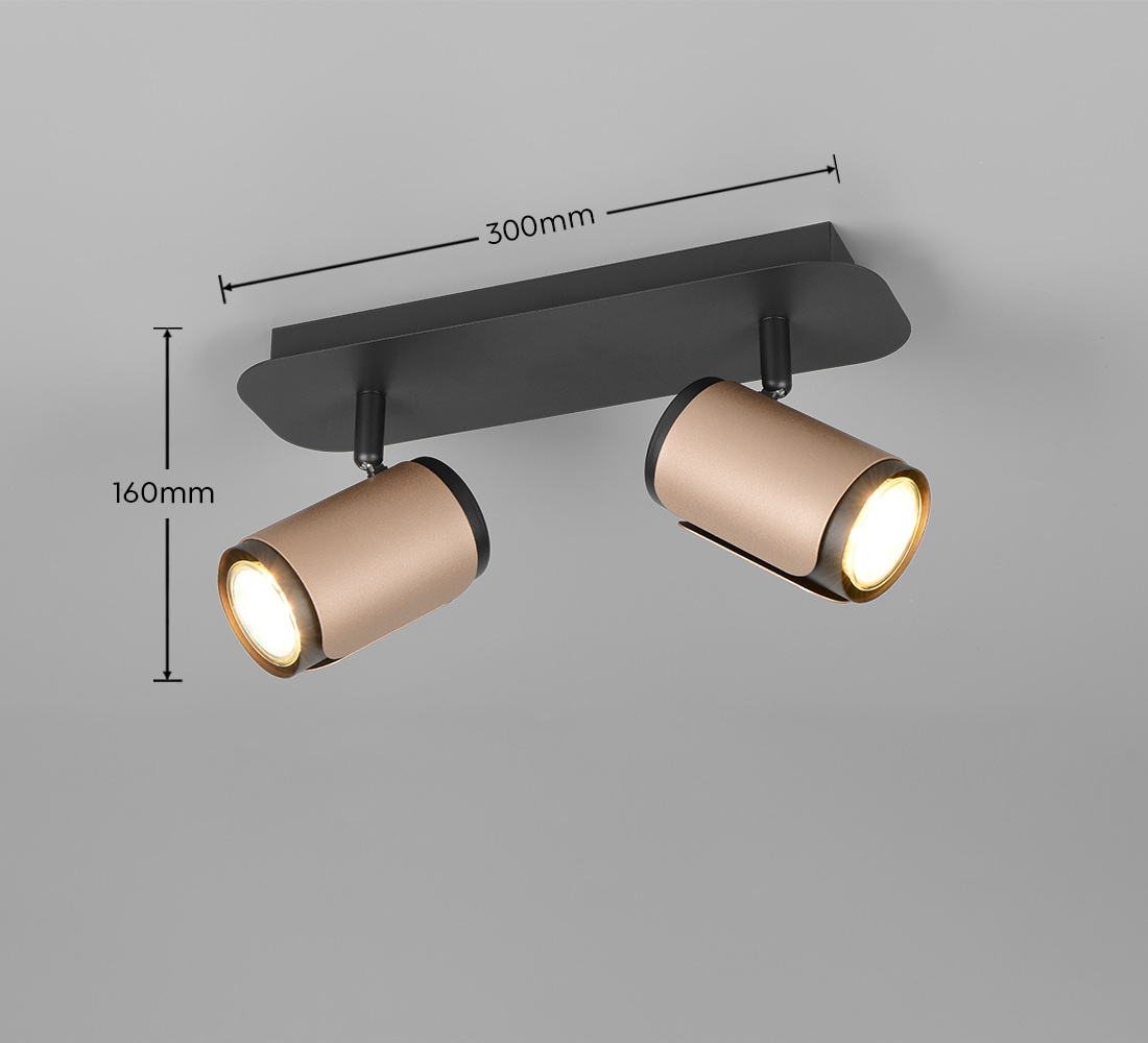 TRIO Leuchten Deckenstrahler »GILLAN, Spot 2-flammig, exkl 2x GU10 max 10W, 30x16x12 cm (B/H/T)« GU10 1 Stk. warmweiß - kaltweiß als Wandstrahler oder Deckenstrahler montierbar, Spots schwenkbar