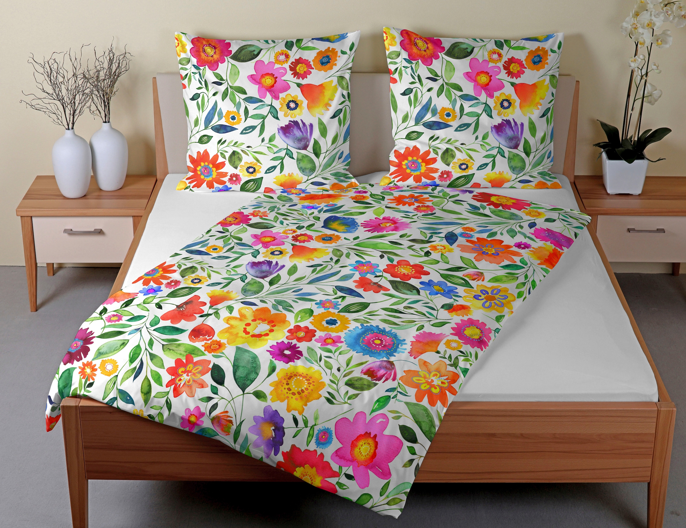 CASATEX Bettwäsche »Malinda«, frühlingshafte frische Farben, Blumenwiese