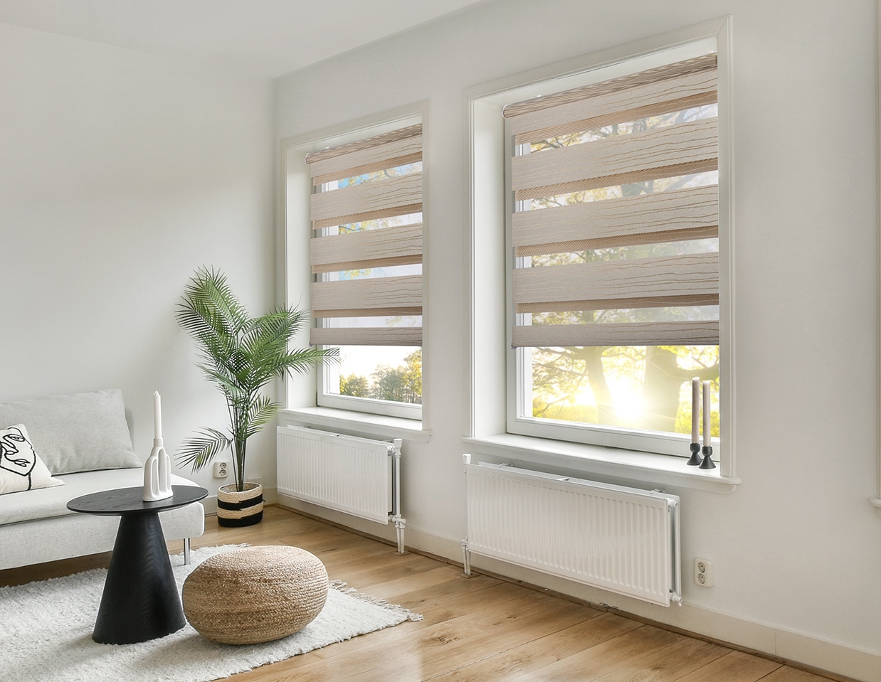 my home Doppelrollo »PAGELLA«, Lichtschutz, Blendschutz-Sichtschutz-Verdunkelung, ohne Bohren, freihängend, mit eingewebten Chenillefäden NEUHEIT!
