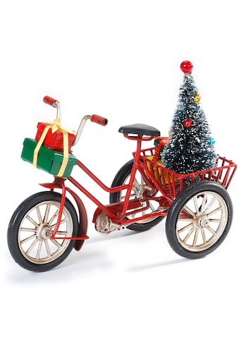 Weihnachtsfigur »Dreirad mit Transportkorb, Weihnachtsdeko rot«, Inkl. Weihnachtsbaum...