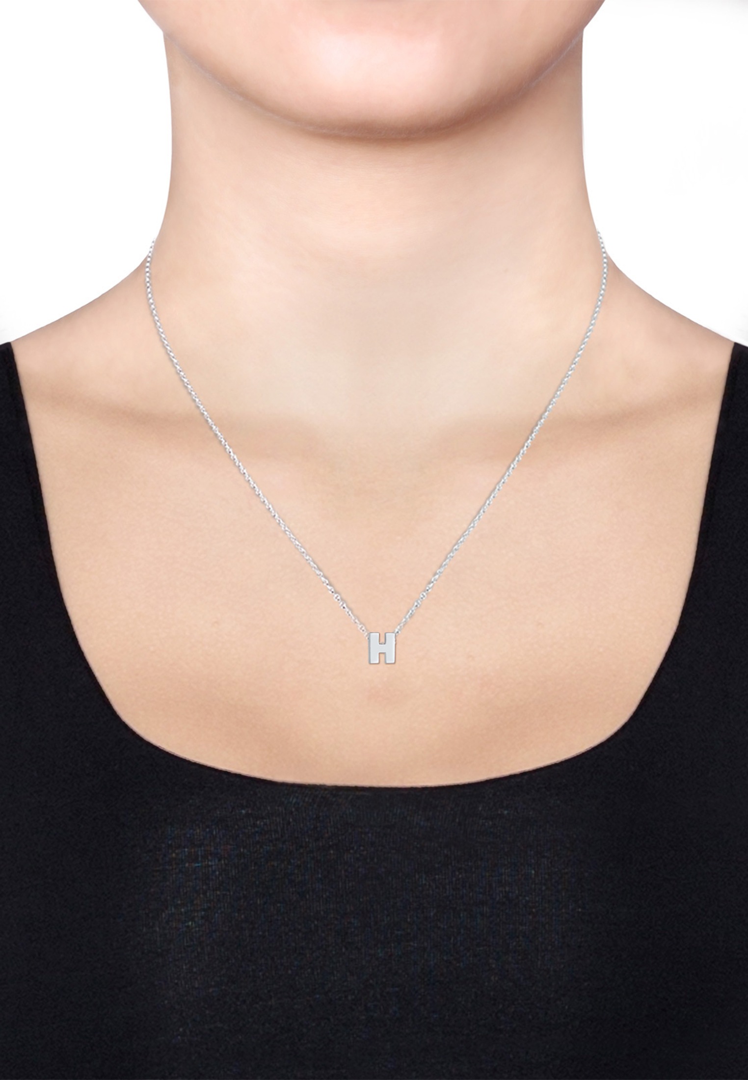 Elli Kette mit Anhänger »Halskette Buchstabe H Initialen 925 Sterling Silber«
