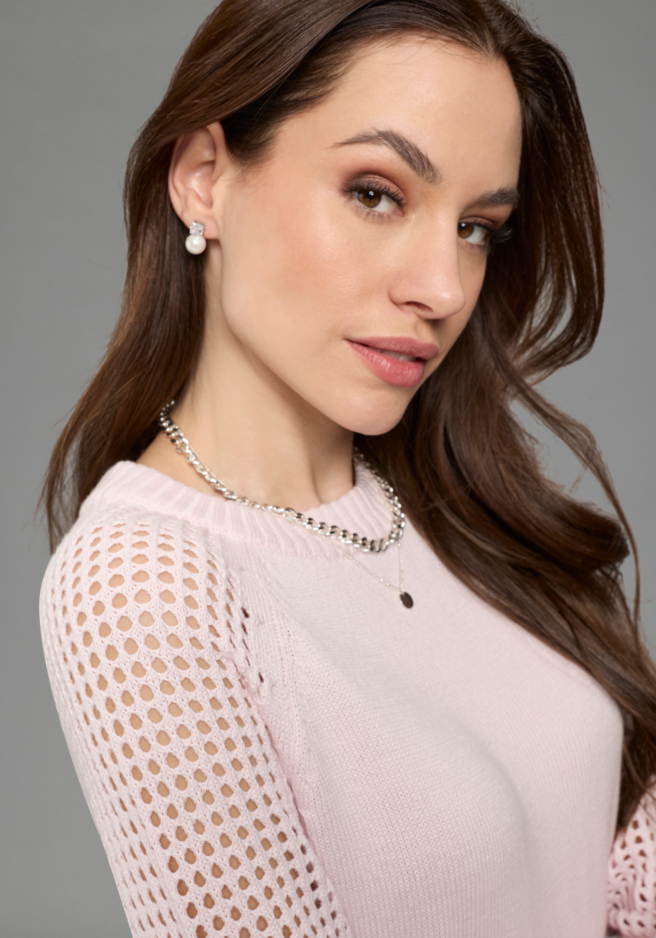 Bruno Banani Strickpullover aus Baumwolle mit Ärmel in Lochstrick