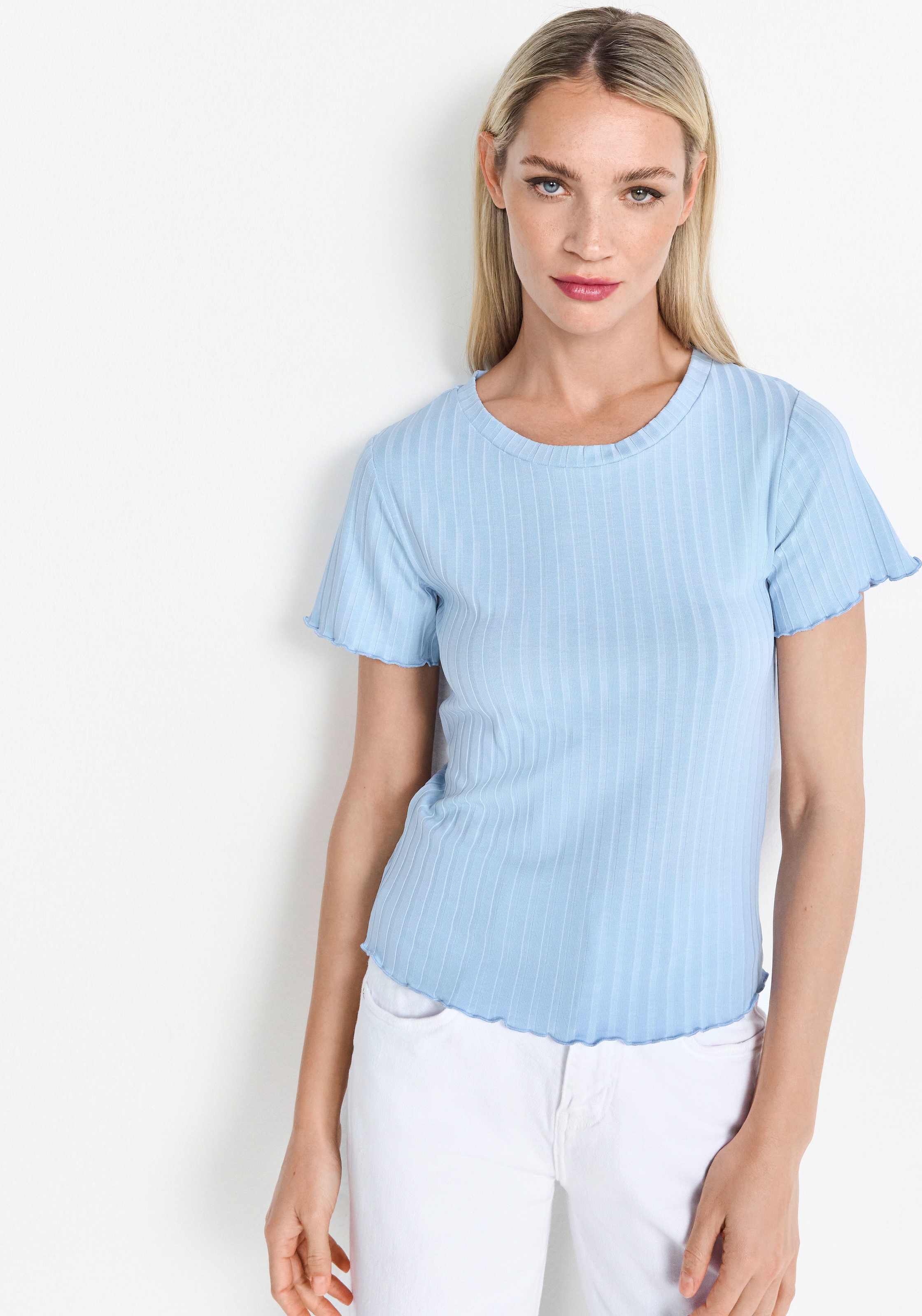 RICHROYAL Kurzarmshirt, Mit gewelltem Saum an Rumpf und Ärmeln