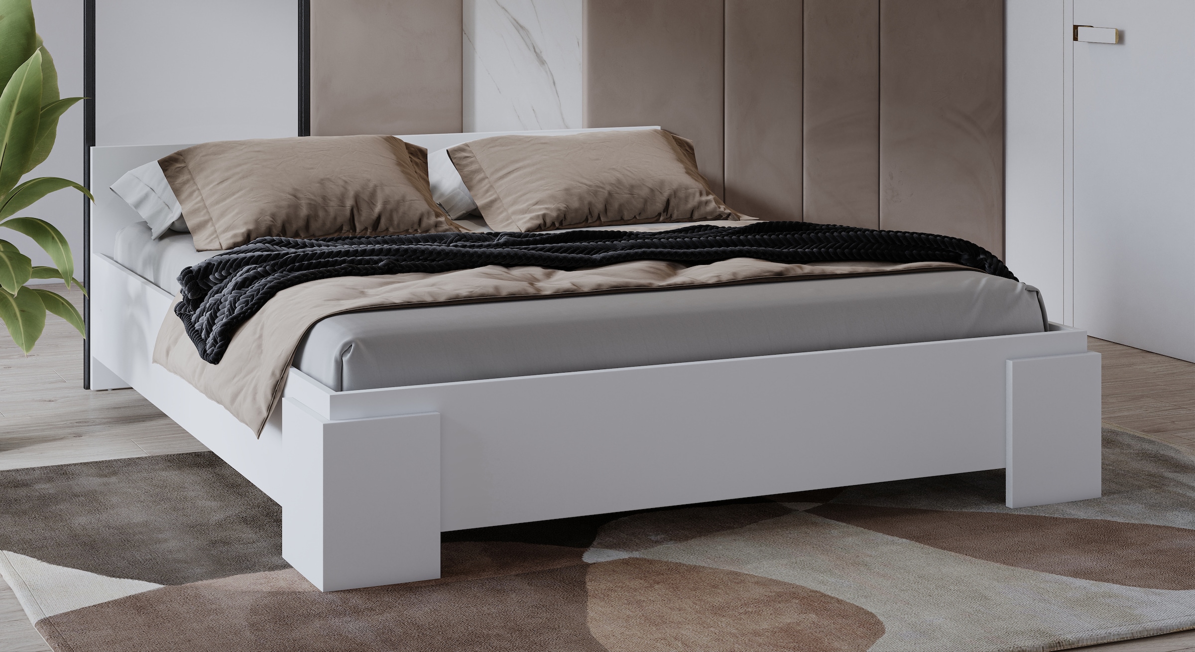 INOSIGN Bettgestell »India, FSC-zertifizierter Holzwerkstoff, Made in Europe«, Doppelbett 160x200 oder 180x200cm, weiß oder schieferfarben