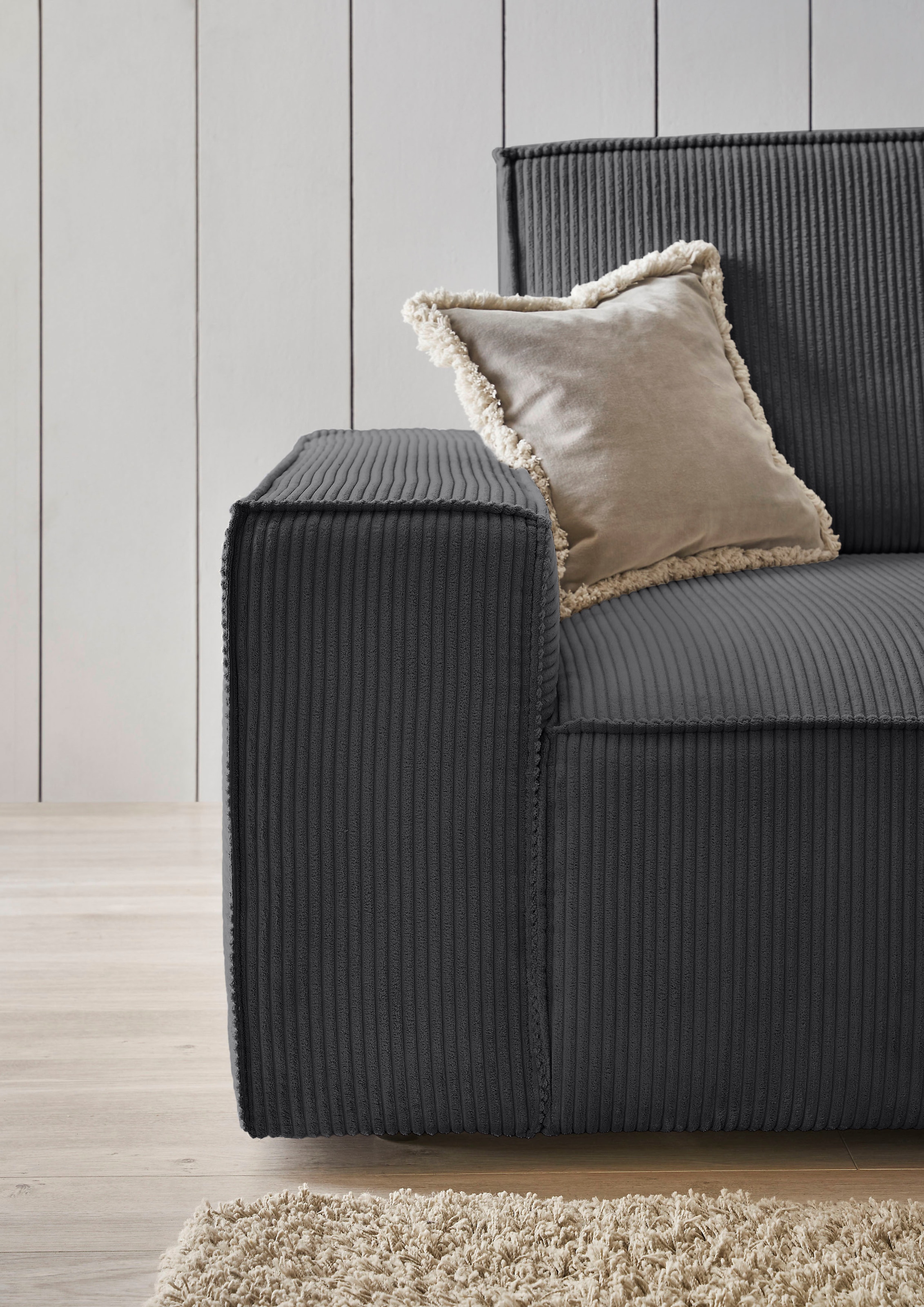 Home affaire Polsterecke »NEU: SHERWOOD XXL tief, L-Form mit Schlaffunktion, Big-Sofa mit Hocker« stellbar zum Schlafsofa (Krokodilverbinder), Cord, Leinenoptik,