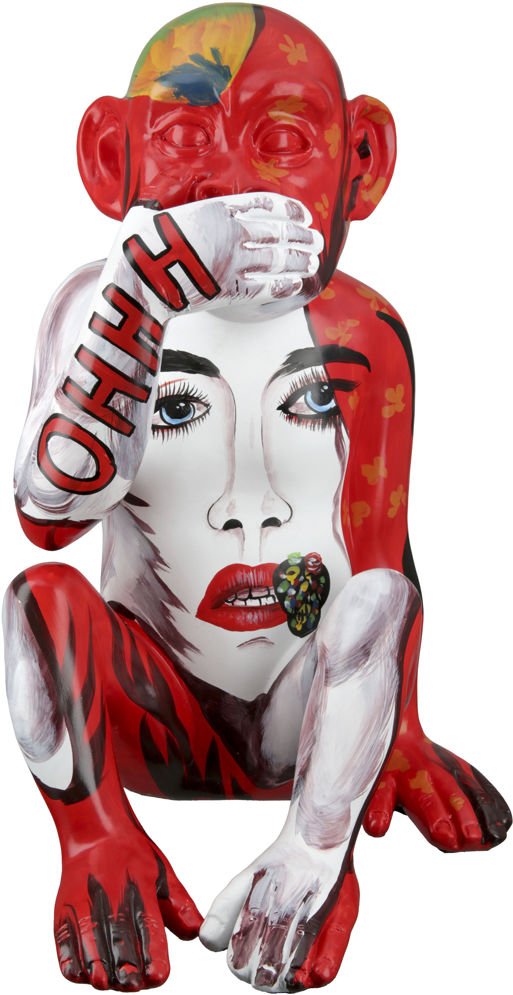 Casablanca By Gilde Tierfigur »Skulptur Monkey« in rot, Größe B/H/T: 28 cm x 39 cm x 25 cm