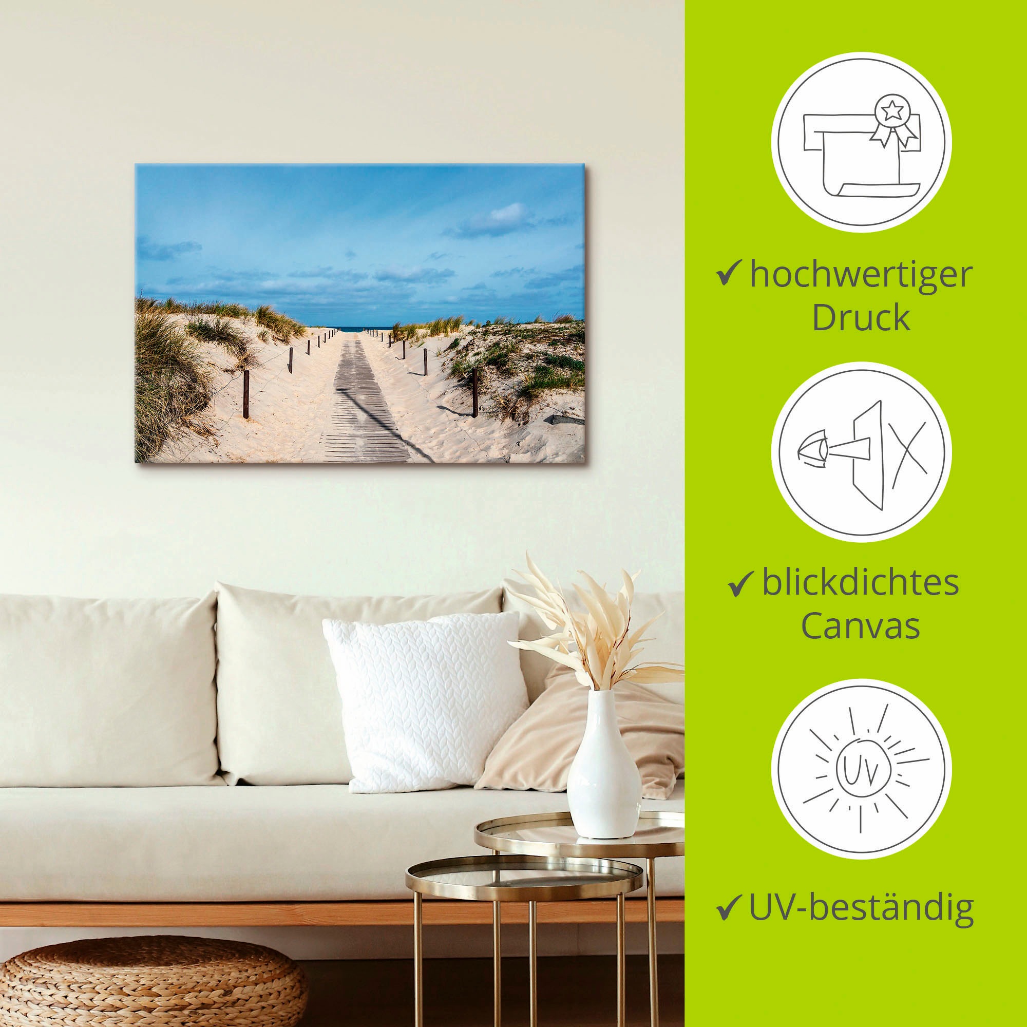 Artland Wandbild »Strandaufgang an Küste der Ostsee«, Strandbilder, (1 St.), als Alubild, Outdoorbild, Leinwandbild, Poster, Wandaufkleber