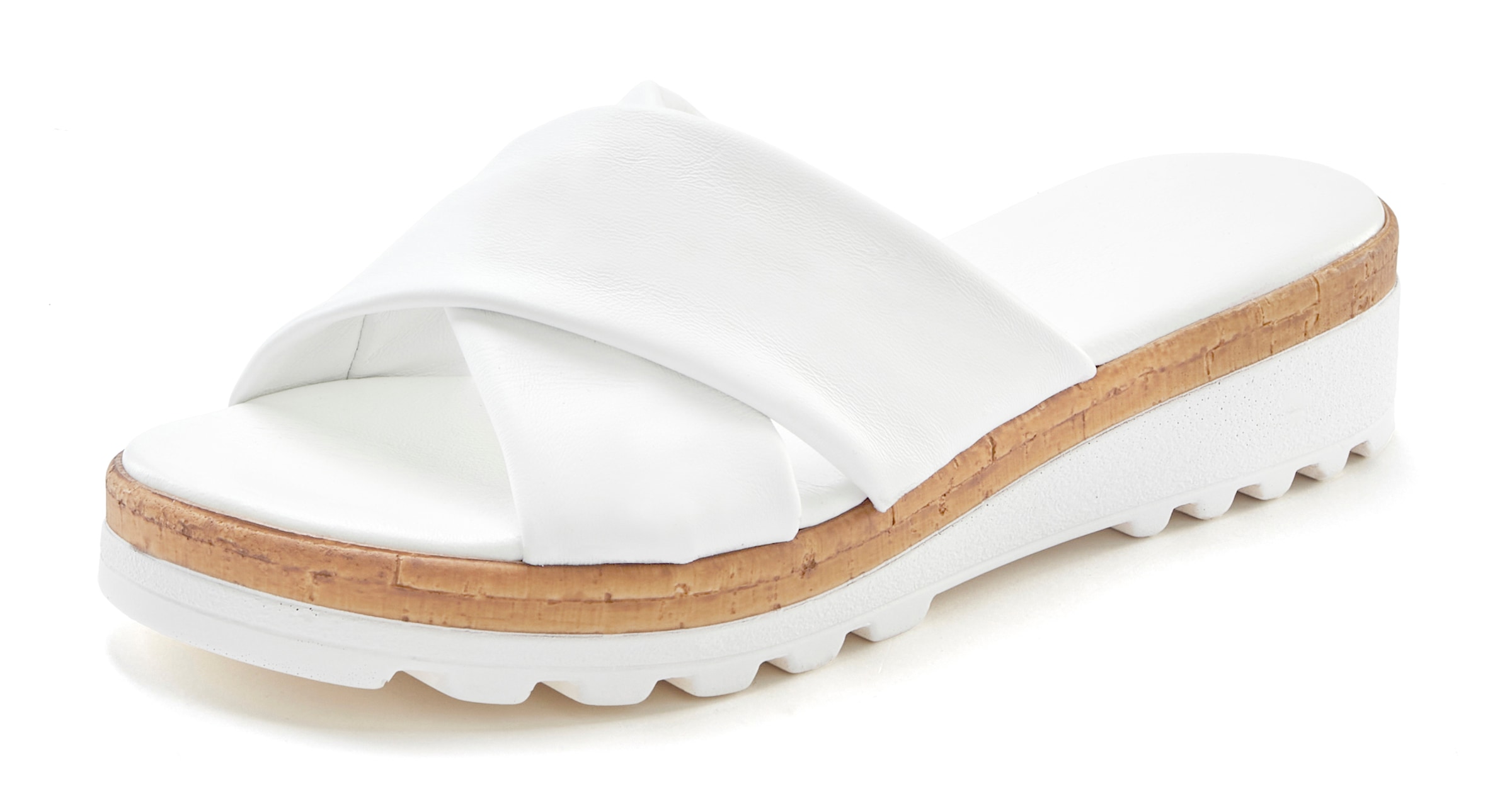 LASCANA Pantolette »Sandale, Sommerschuh, Mule, offener Schuh,«  NEU aus Leder mit dezentem Keilabsatz