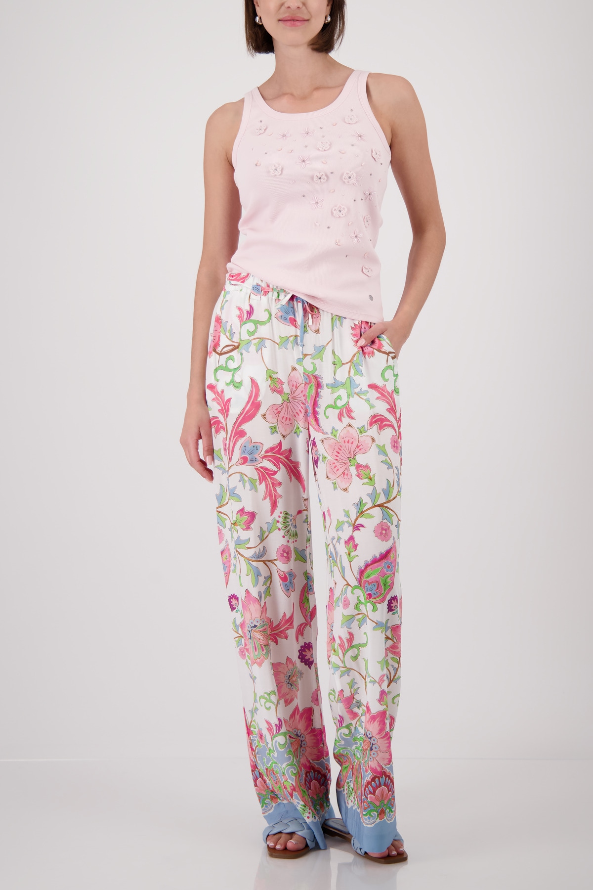 Monari Tanktop »Top Handarbeit« Regular fit mit Blumenstickerei