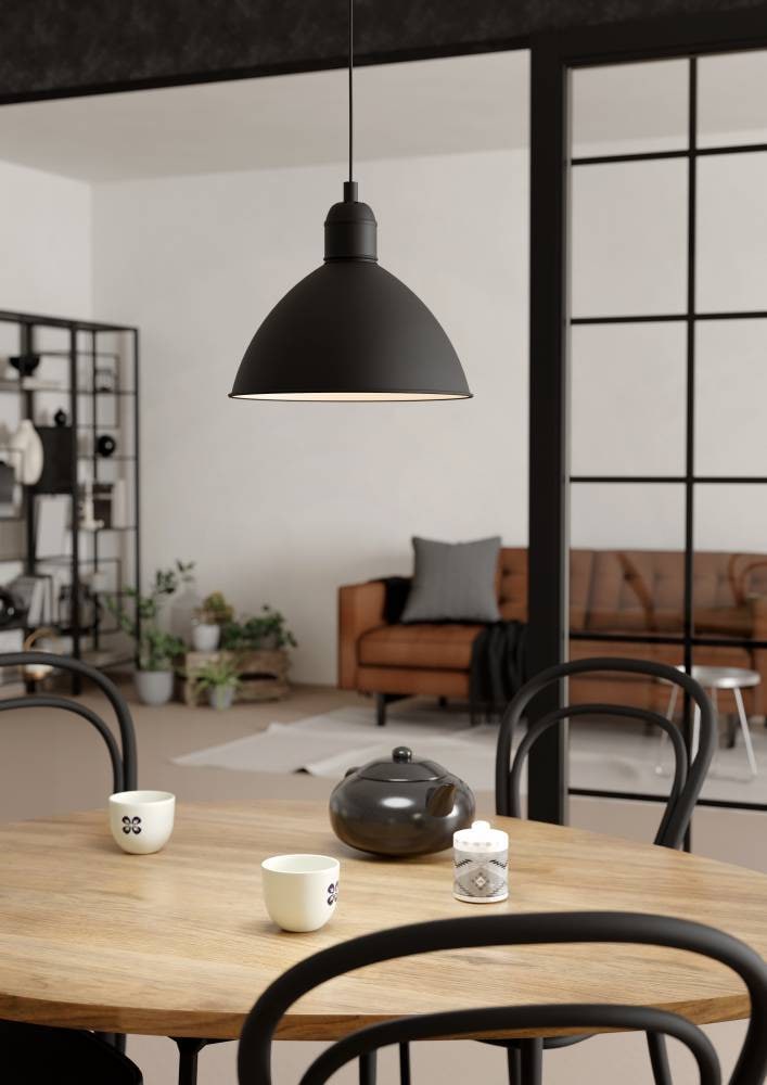 EGLO Hängeleuchte »HYKEHAM Pendellampe, Stahl, E27, Hängelampe, Esszimmerlampe, Lampe« E27 1 Stk. Hängeleuchte, H110 x Ø30,50 cm, schwarz, weiss, 1X40W exkl.