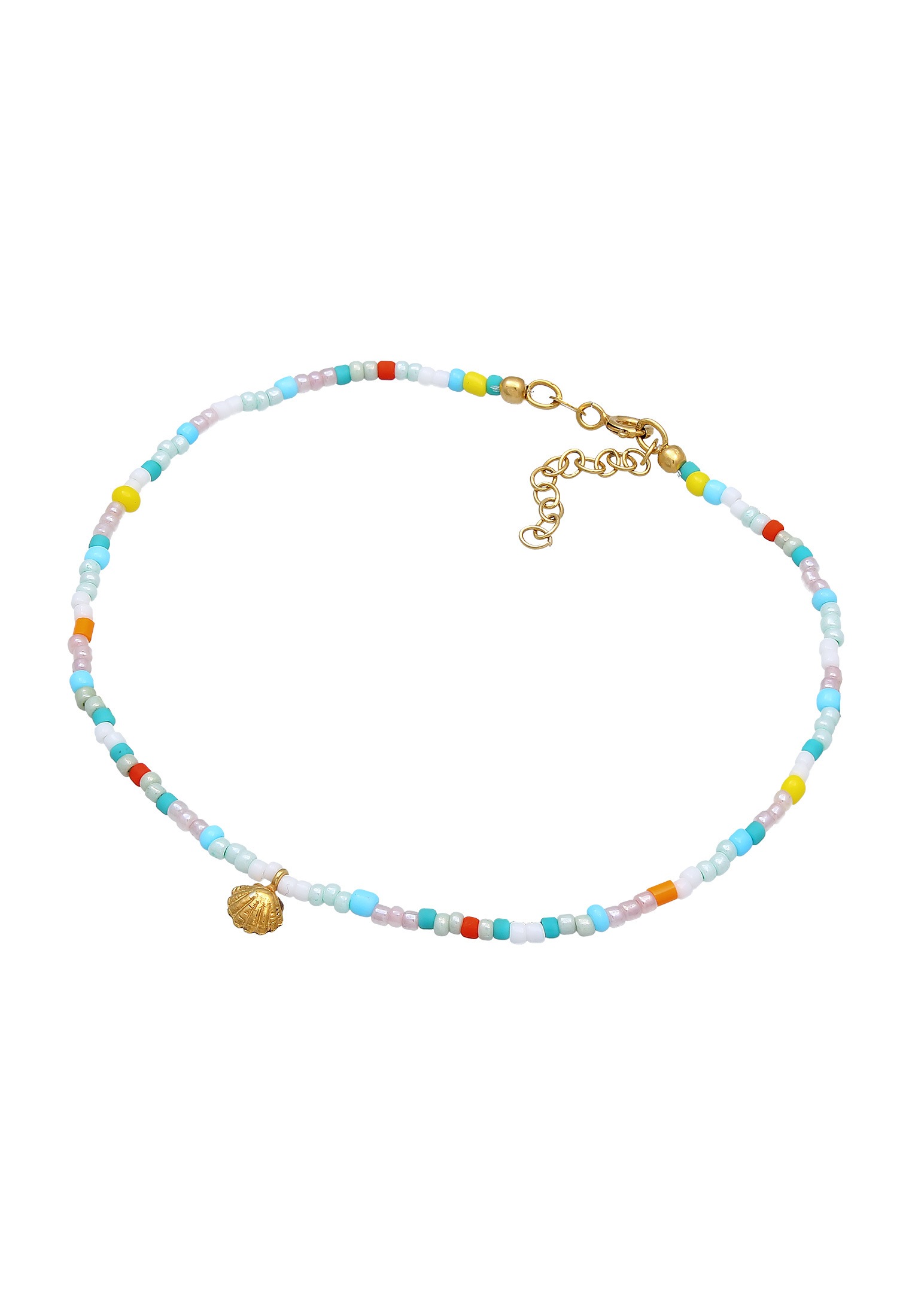 Elli Fußkette »Fußschmuck Muschel Glas Kugeln Bunt Sommer Beach 925 Silber«