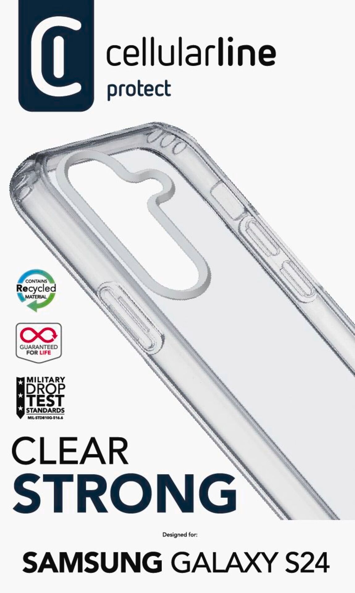 Cellularline Handyhülle »Clear Strong Case für Samsung Galaxy S24«, Handycover Backcover Schutzhülle Handyschutzhülle stoßfest kratzfest