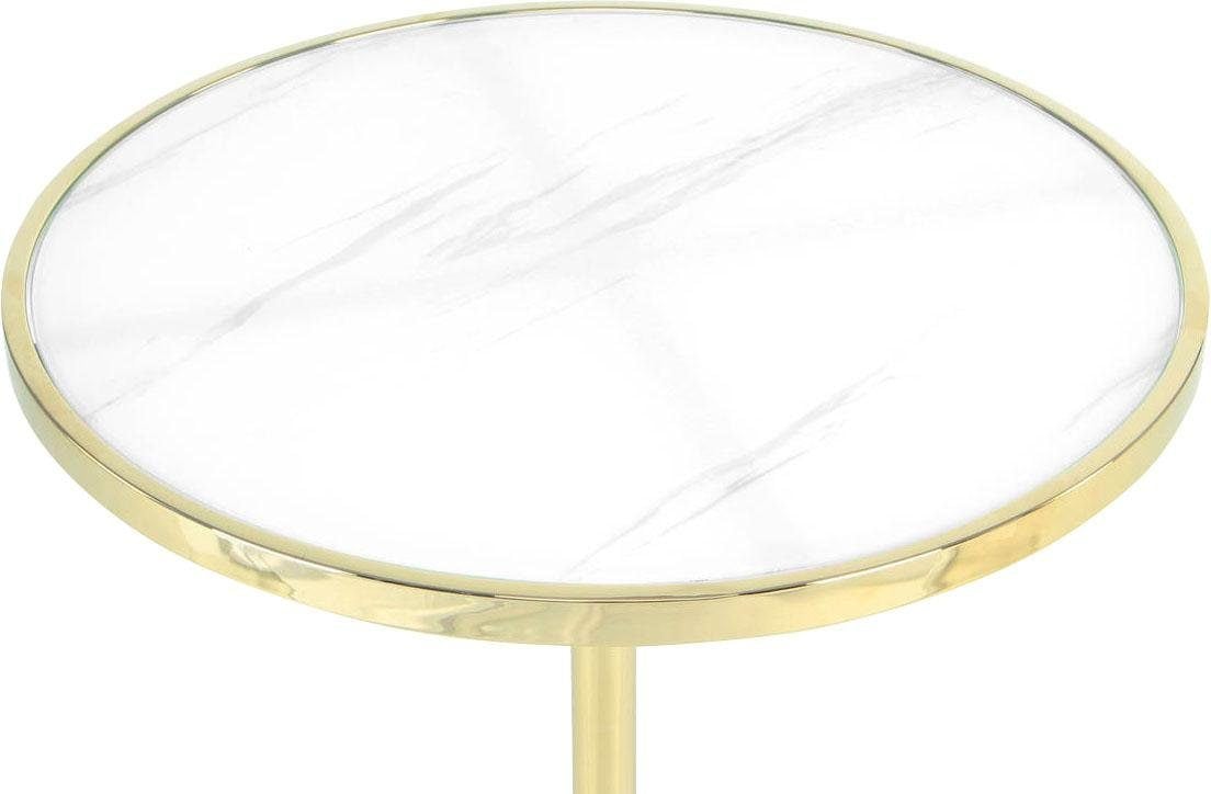 Kayoom Beistelltisch »Lana 525, luxuriöser Beistelltisch, Glamour-Optik, edles Metallgestell«, (1 St.), Ablage in Marmoroptik, Standfuß aus echtem Marmor, hochwertig