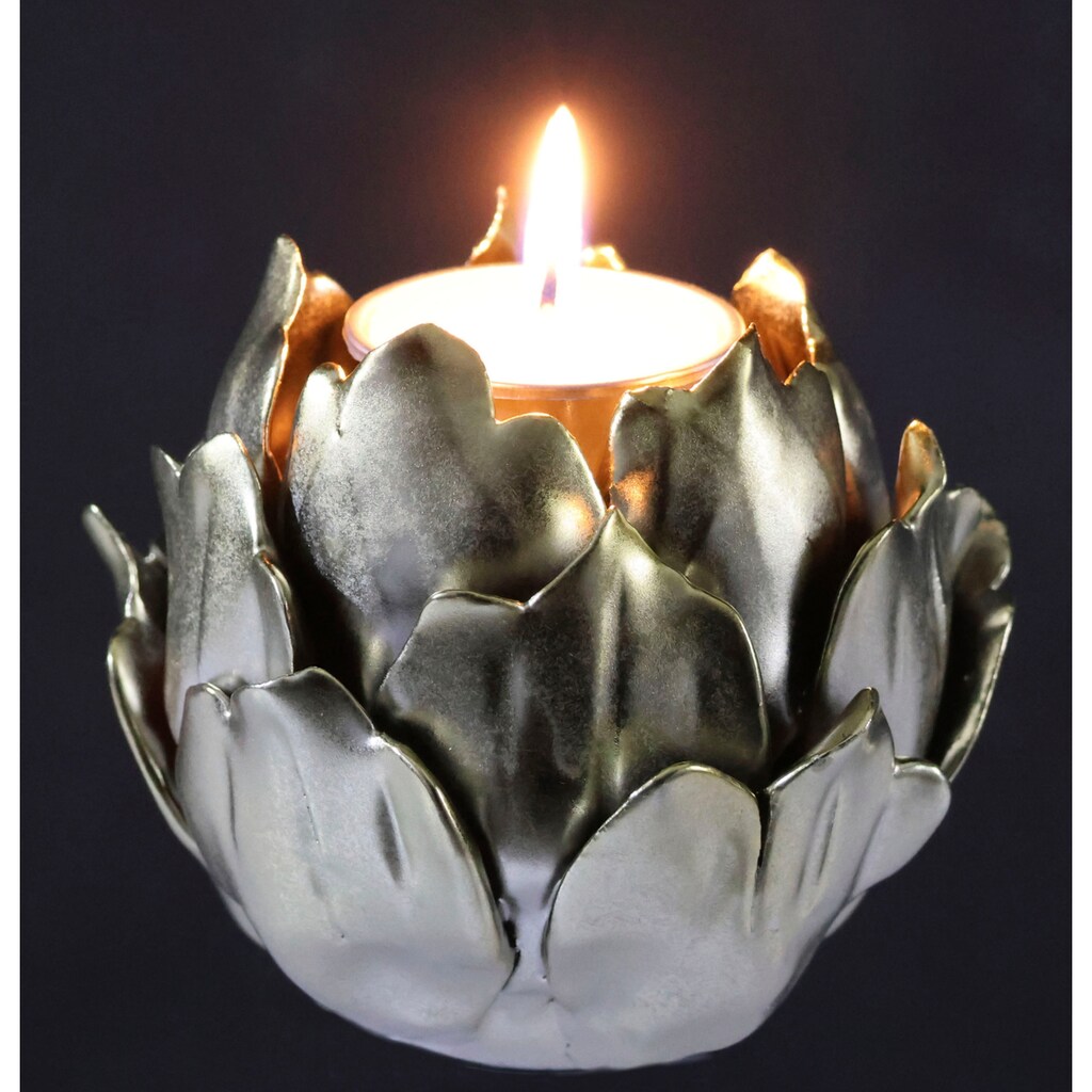 I.GE.A. Kerzenhalter »Artischocke, Teelichthalter aus Keramik, Höhe ca. 9 cm«, (1 St.)