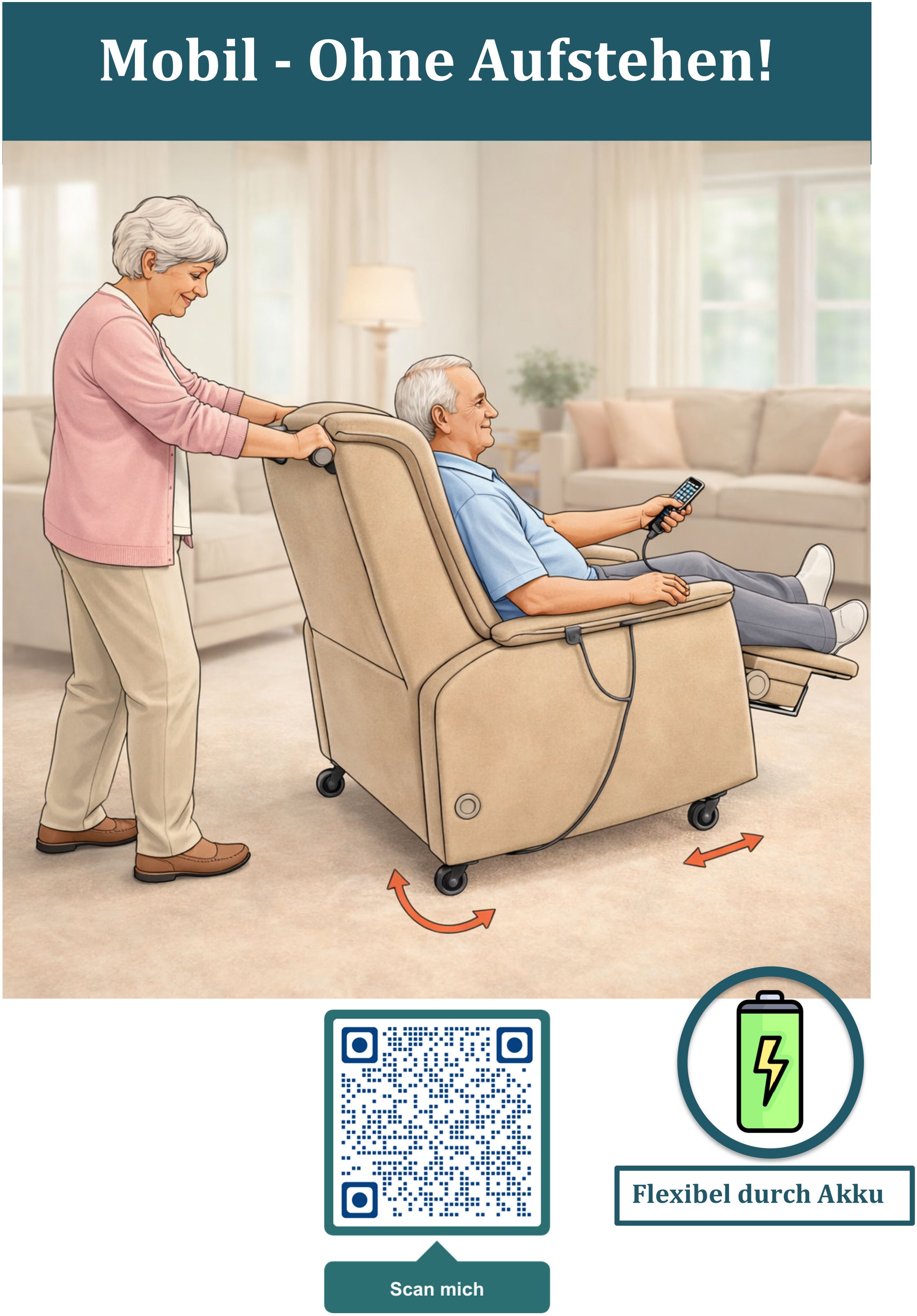 Duo Collection TV-Sessel »Parma 2« 1 Stk. tlg. mit Akku, mobiles Sitzen