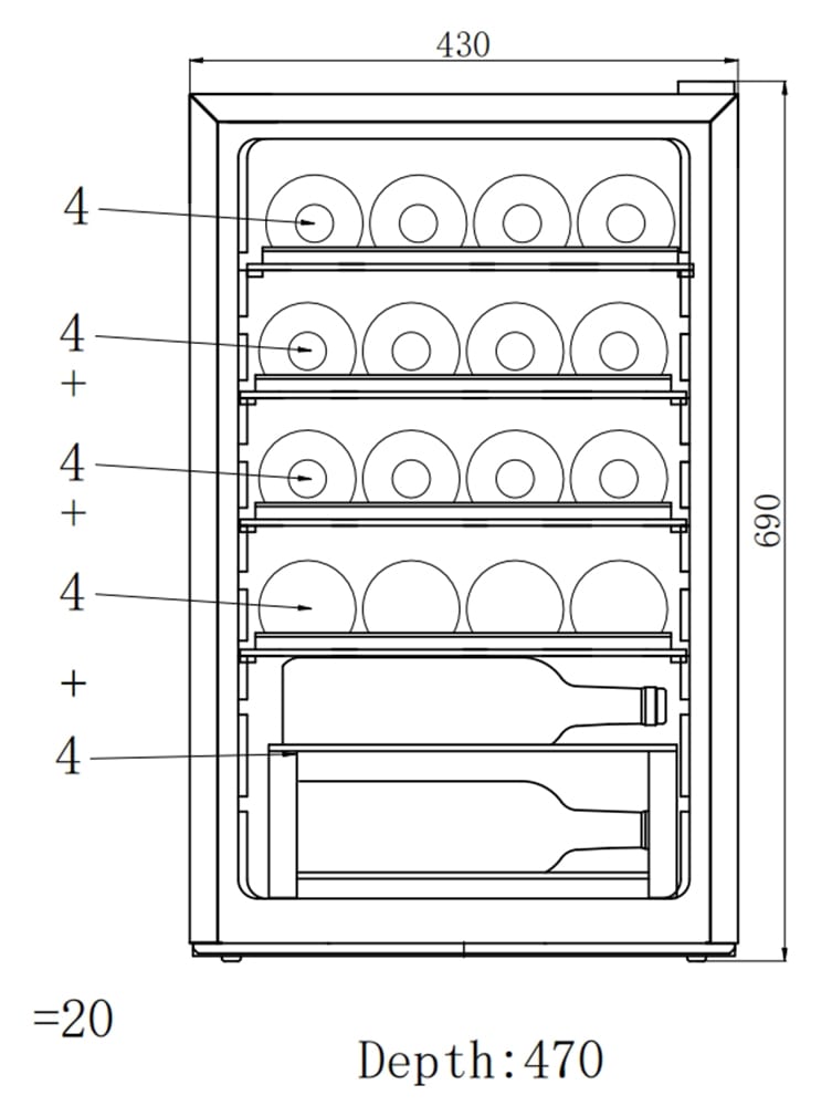 Hanseatic Weinkühlschrank »HWC20FCBH-2,«, für 20 St. Standardflaschen á 075l, mit digitaler Temperaturanzeige, LED Beleuchtung