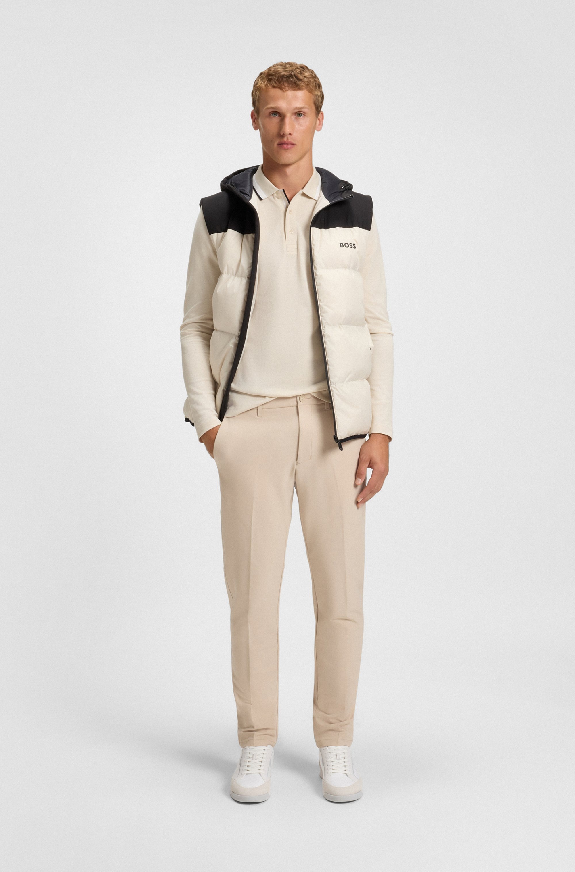 BOSS GREEN Langarm-Poloshirt »Plisy«, mit Streifen am Kragen