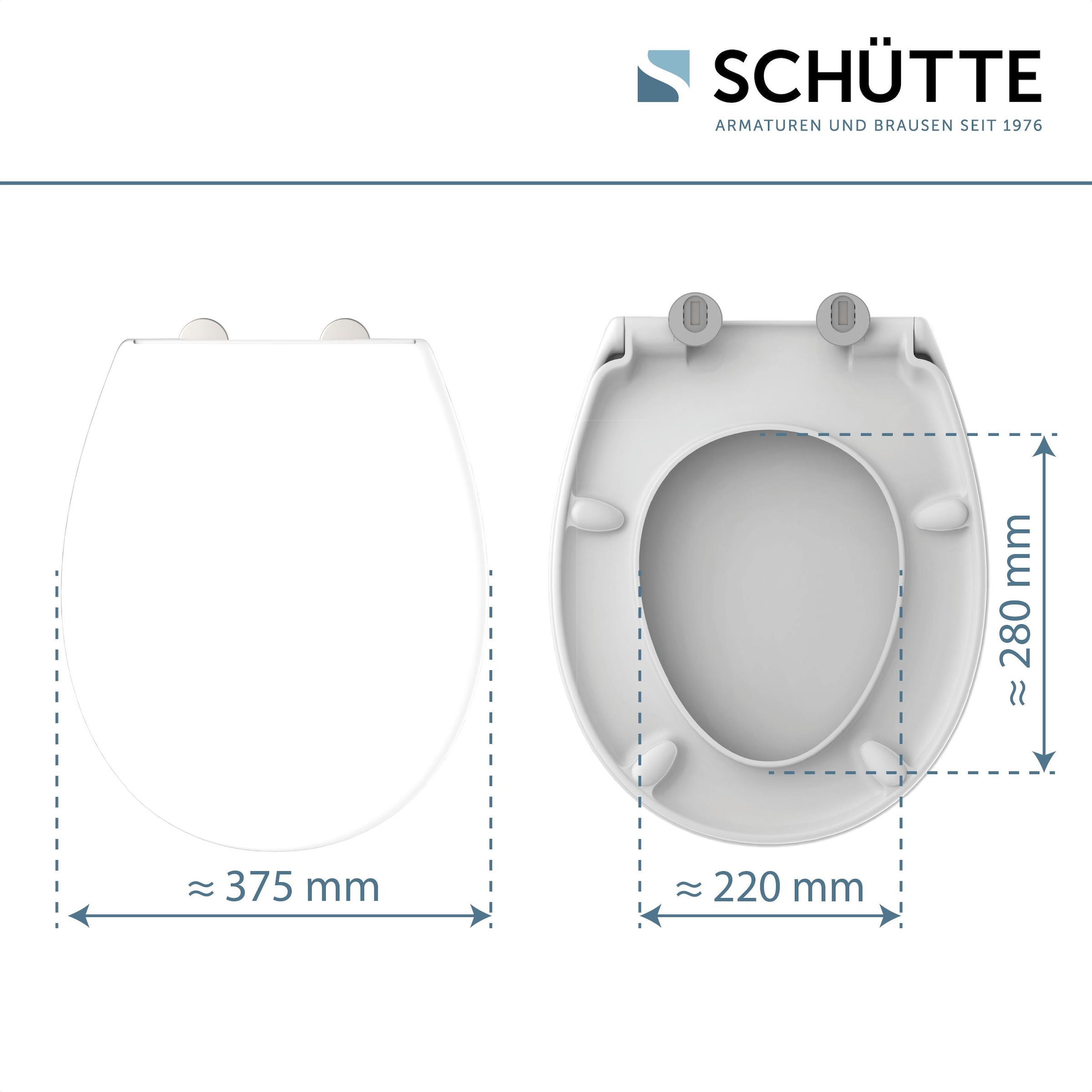 Schütte WC-Sitz »Duroplast, WHITE«, (WC-Sitz, Befestigungsmaterial, Montageanleitung), mit Absenkautomatik und Schnellverschluss, inklusive Duftstein