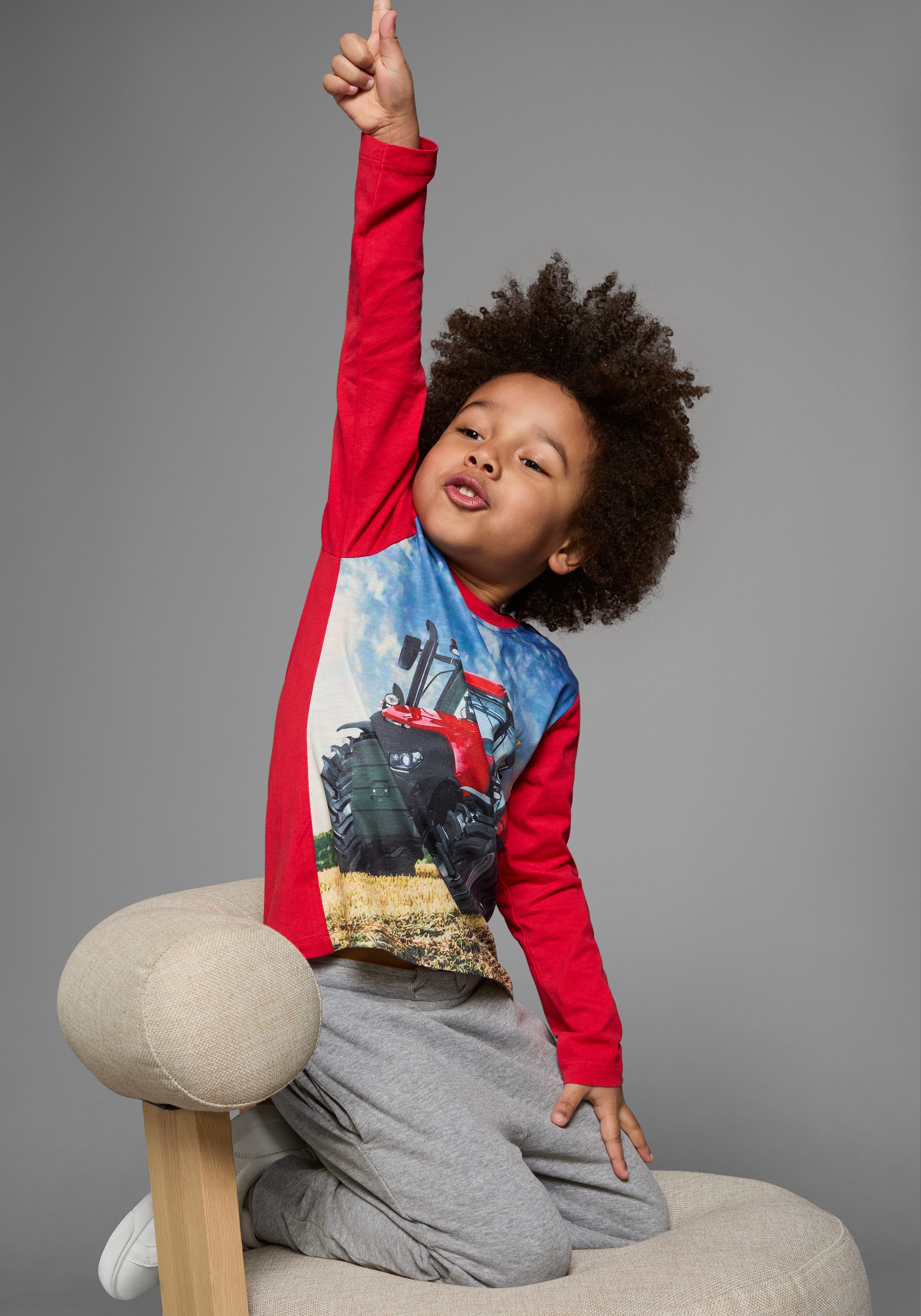 KIDSWORLD Langarmshirt »Traktoren«, (Packung, 2 tlg.), Langarm, Basic-Passform, bedruckt