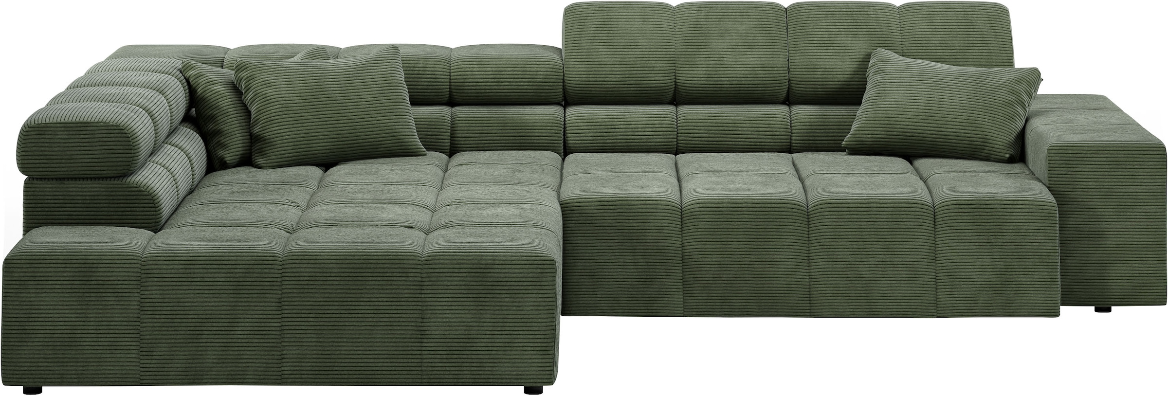 INOSIGN Ecksofa »Ancona incl. Kopfteilverstellung, Zierkissen Breite 319cm, L-Form«, wahlweise motorische Sitztiefenverstellung, auch in Cord + Easy Care