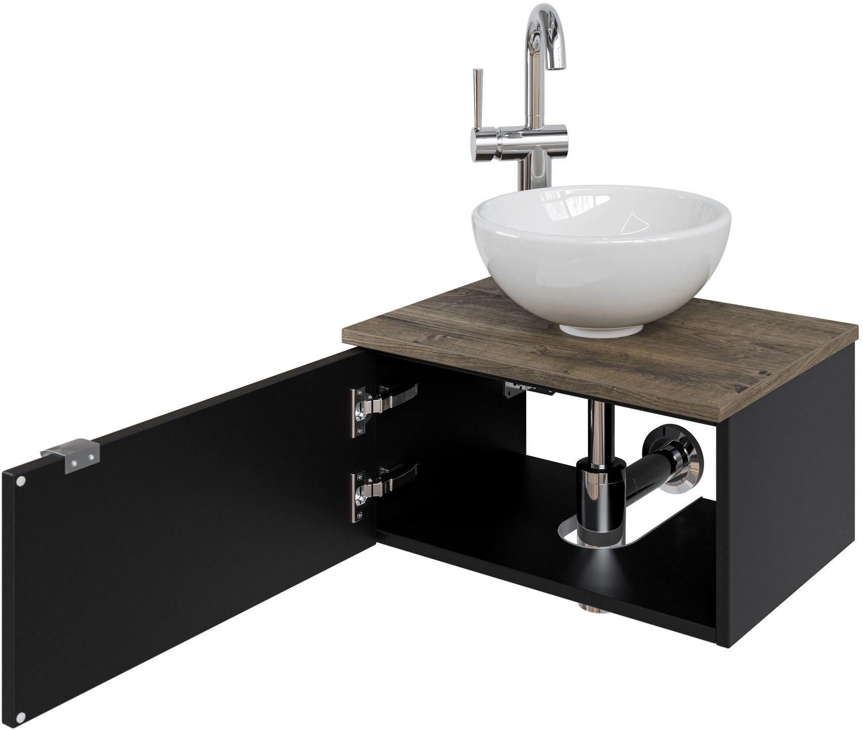 Saphir Waschtisch »Serie 6915 Waschschale mit Unterschrank für Gästebad, Gäste WC«, 51 cm mit Keramik-Aufsatzbecken und 1 Tür