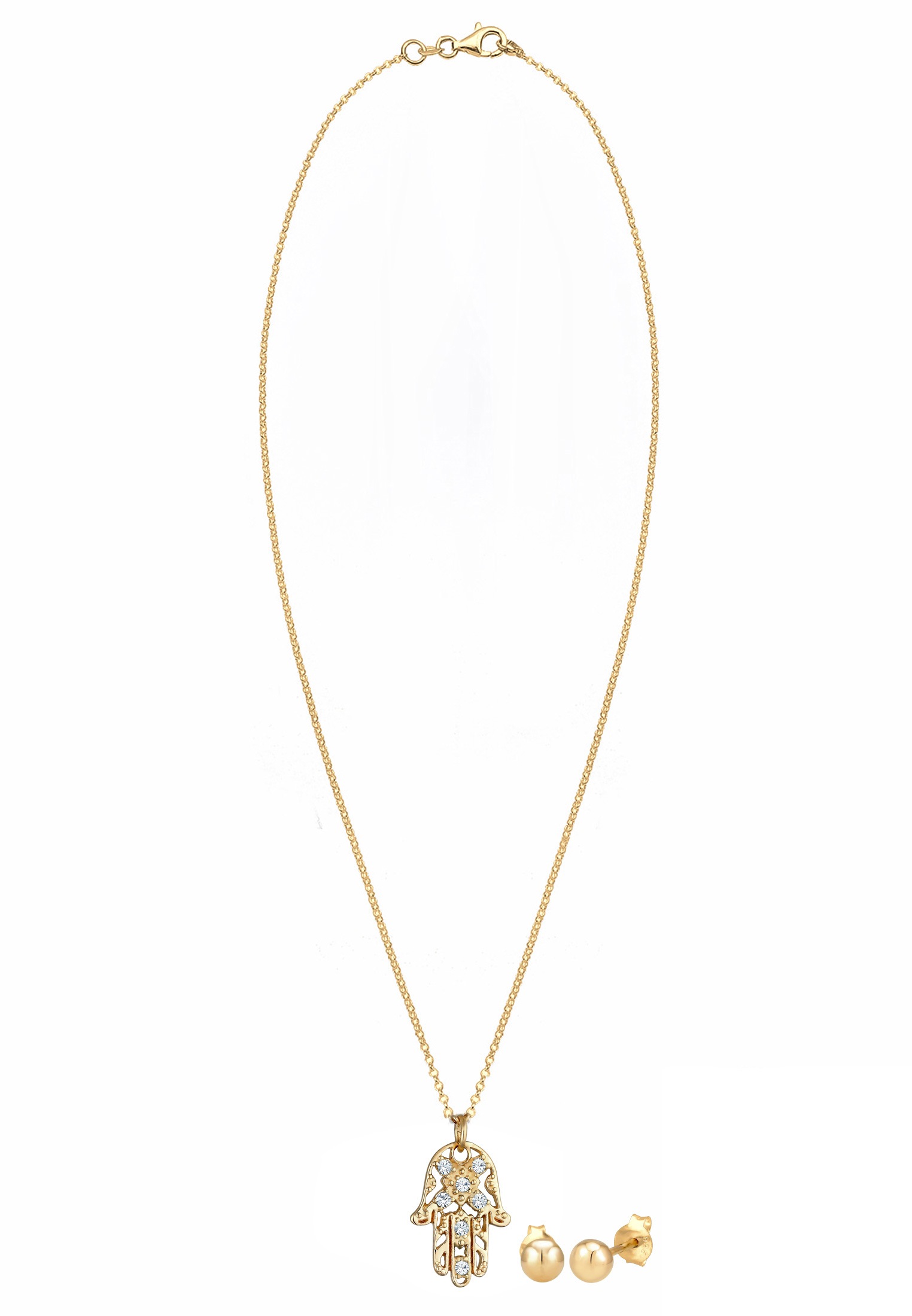 Elli Ohrring und Ketten Set »Schmuckset Hand der Fatima Kugel Set 925 Silber, mit Kristallen von Swarovski®«