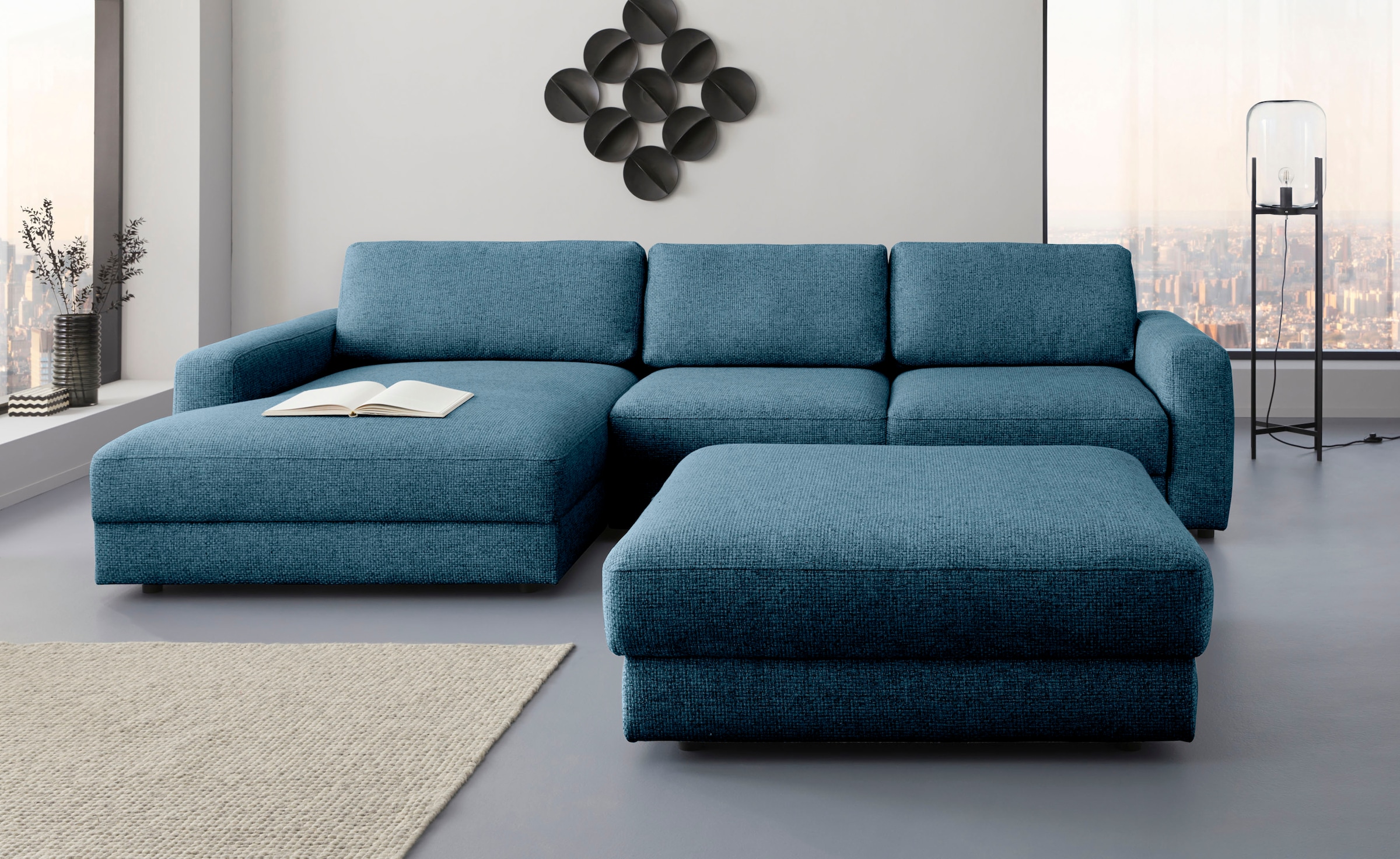 Places of Style Ecksofa »Bloomfield, bequem und elegant, L-Form«, wahlweise mit Bettfunktion und Bettkasten