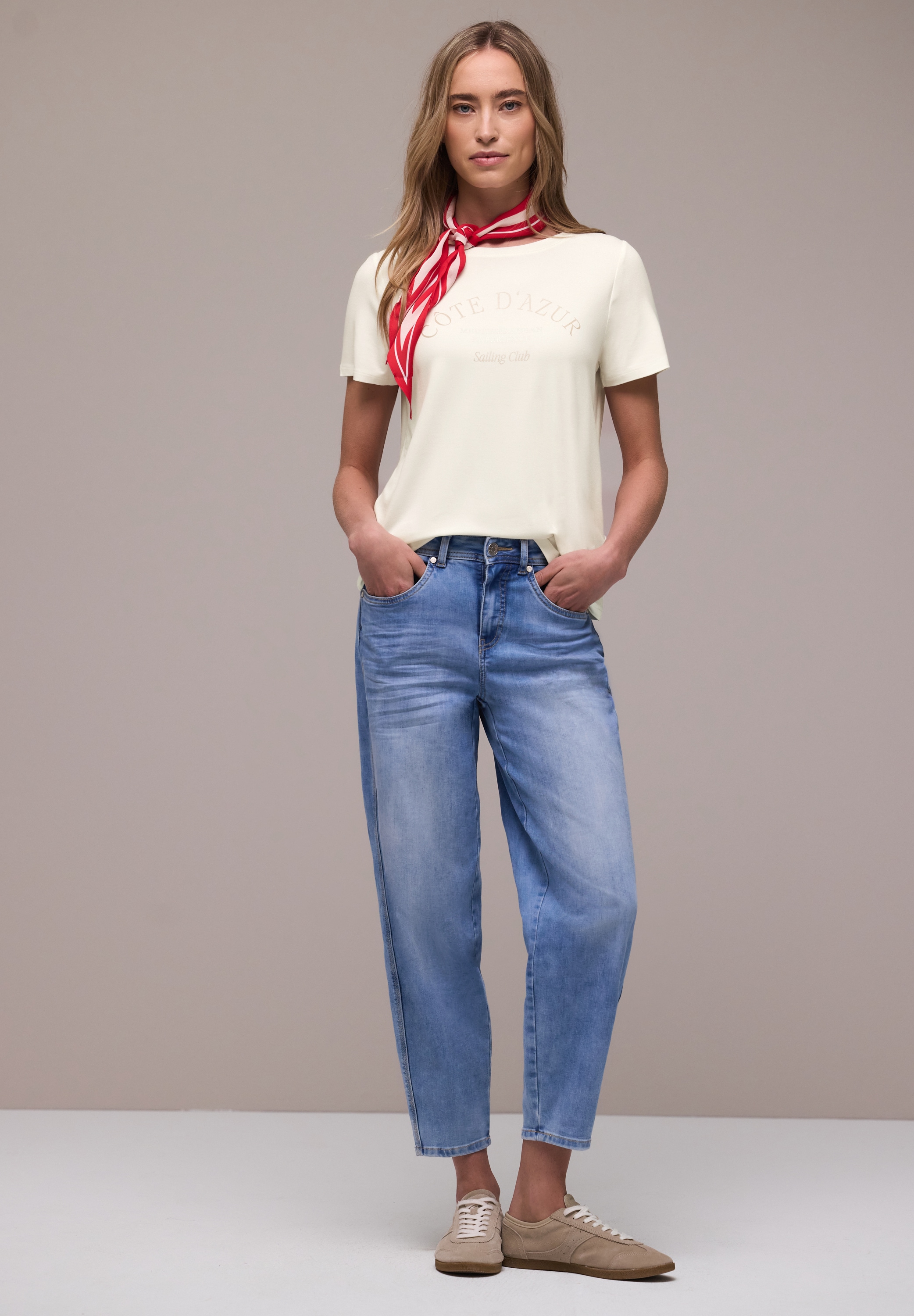 STREET ONE Rundhalsshirt Sommershirt mit Wording-Print